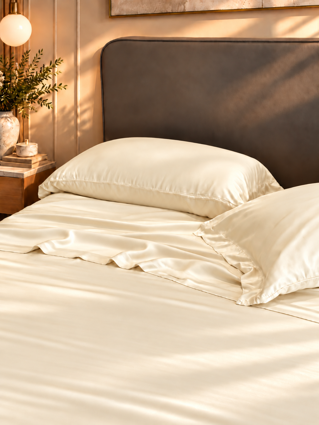 Completo Lenzuola SETA DI BAMBOO Letto Moreali Tessile Casa Matrimoniale Seta