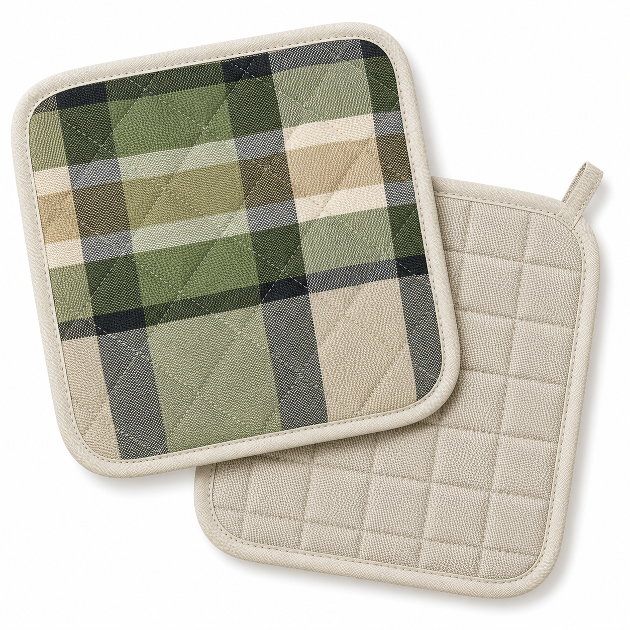 Set 2 Presine Tinto Filo OLIVE + Corda Cucina Bossi x Moreali 20 x 20 Tinto Filo