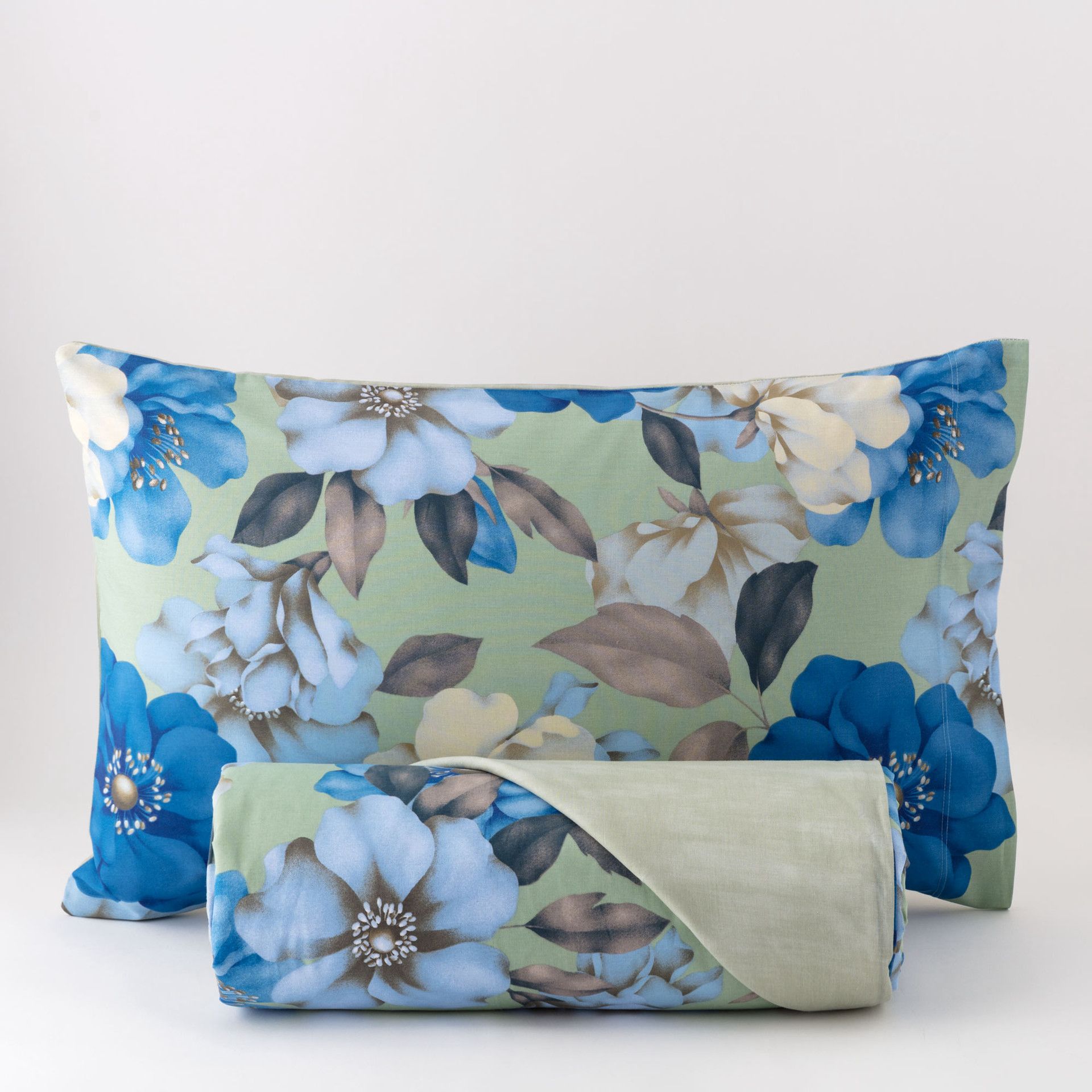 Parure Copripiumino Cotone Stampato Hoara Letto Riviera Matrimoniale Azzurro Cielo