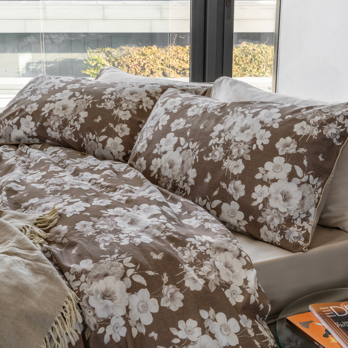 Parure Copripiumino Percalle Supersoft ANNA Letto Galizzi Matrimoniale Mocha