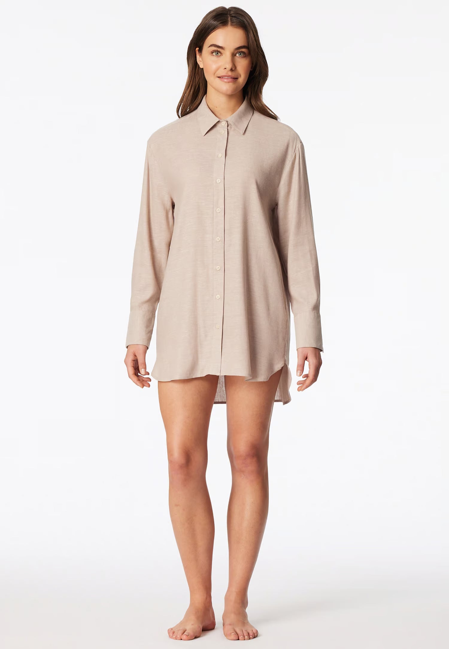 Camicione Lungo Aperto Misto Lino Abbigliamento Schiesser