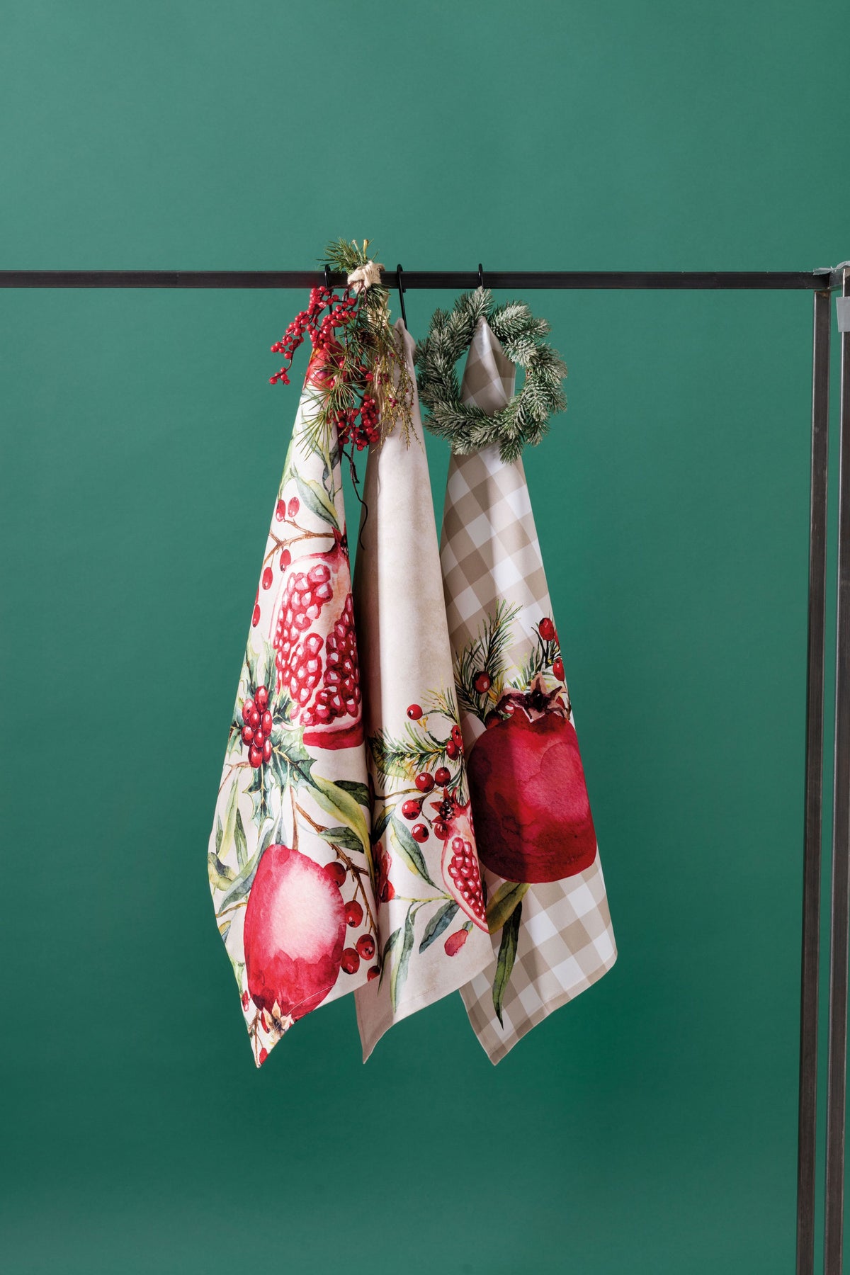 Set 3 Canovacci Twill di Cotone CAROL Cucina Moreali Tessile Casa 50 x 70 cm Natalizio