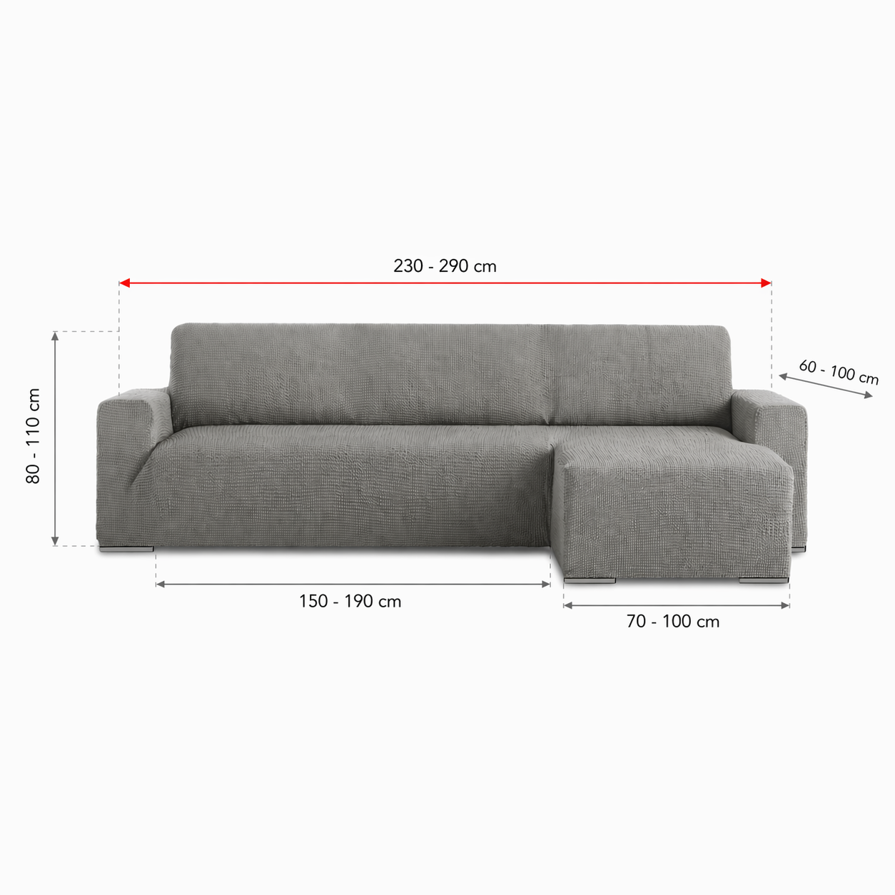 Copridivano Chaise Longue Bracciolo Corto