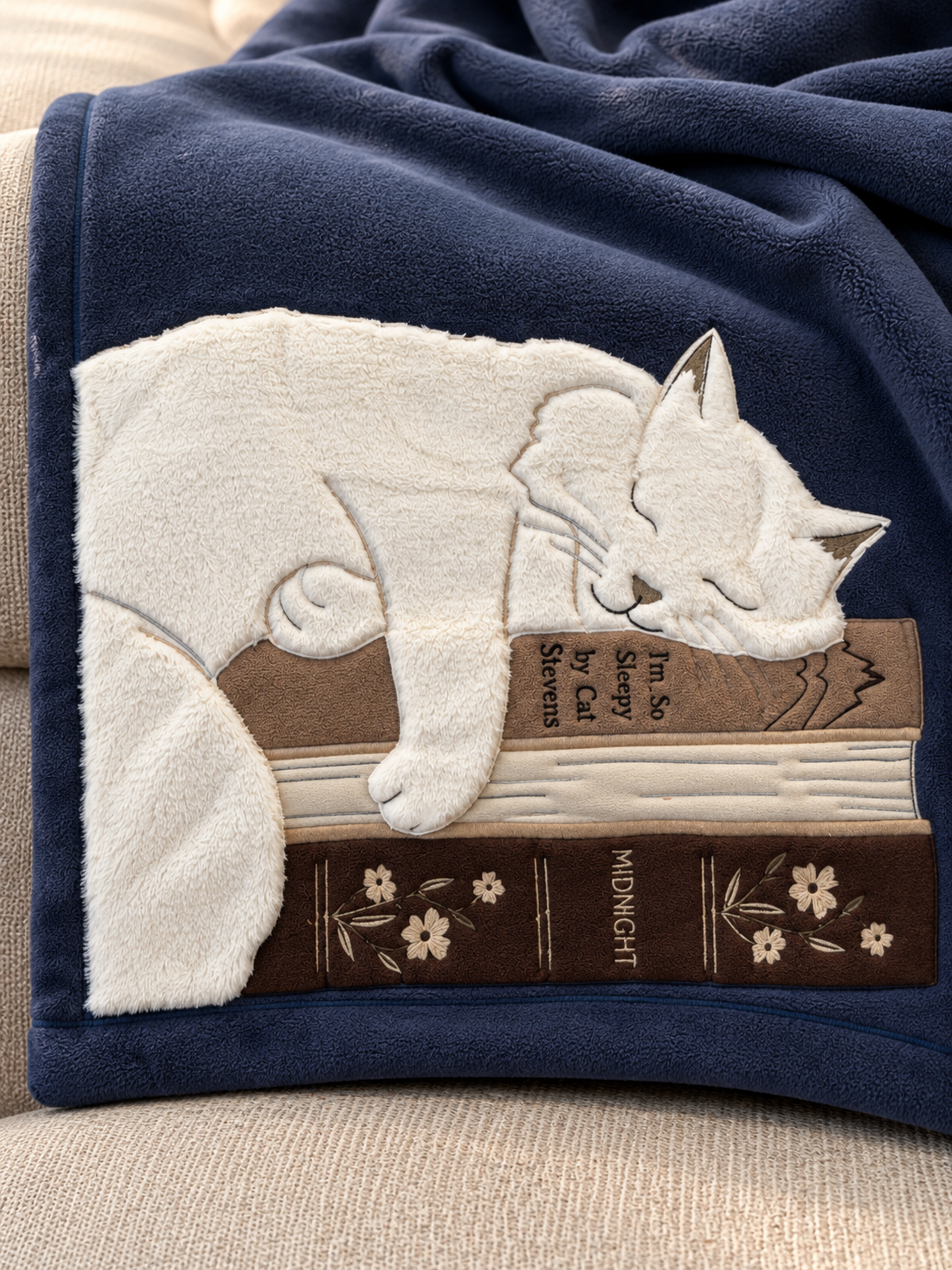 Plaid Pile Battuto Ricamato GATTO CHE DORME Soggiorno Maryplaid