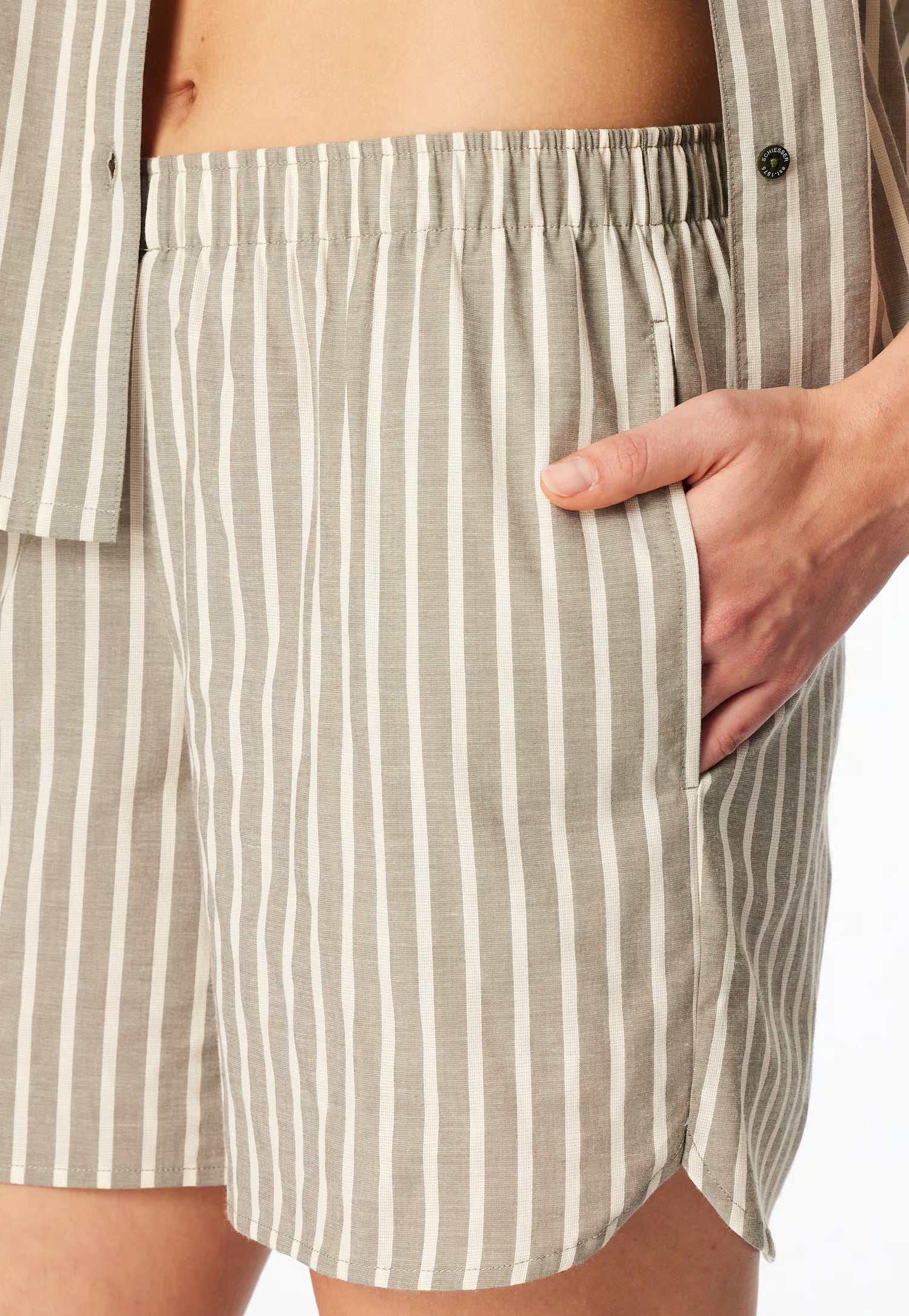 Pigiama Corto Aperto Stripes Verde Abbigliamento Schiesser