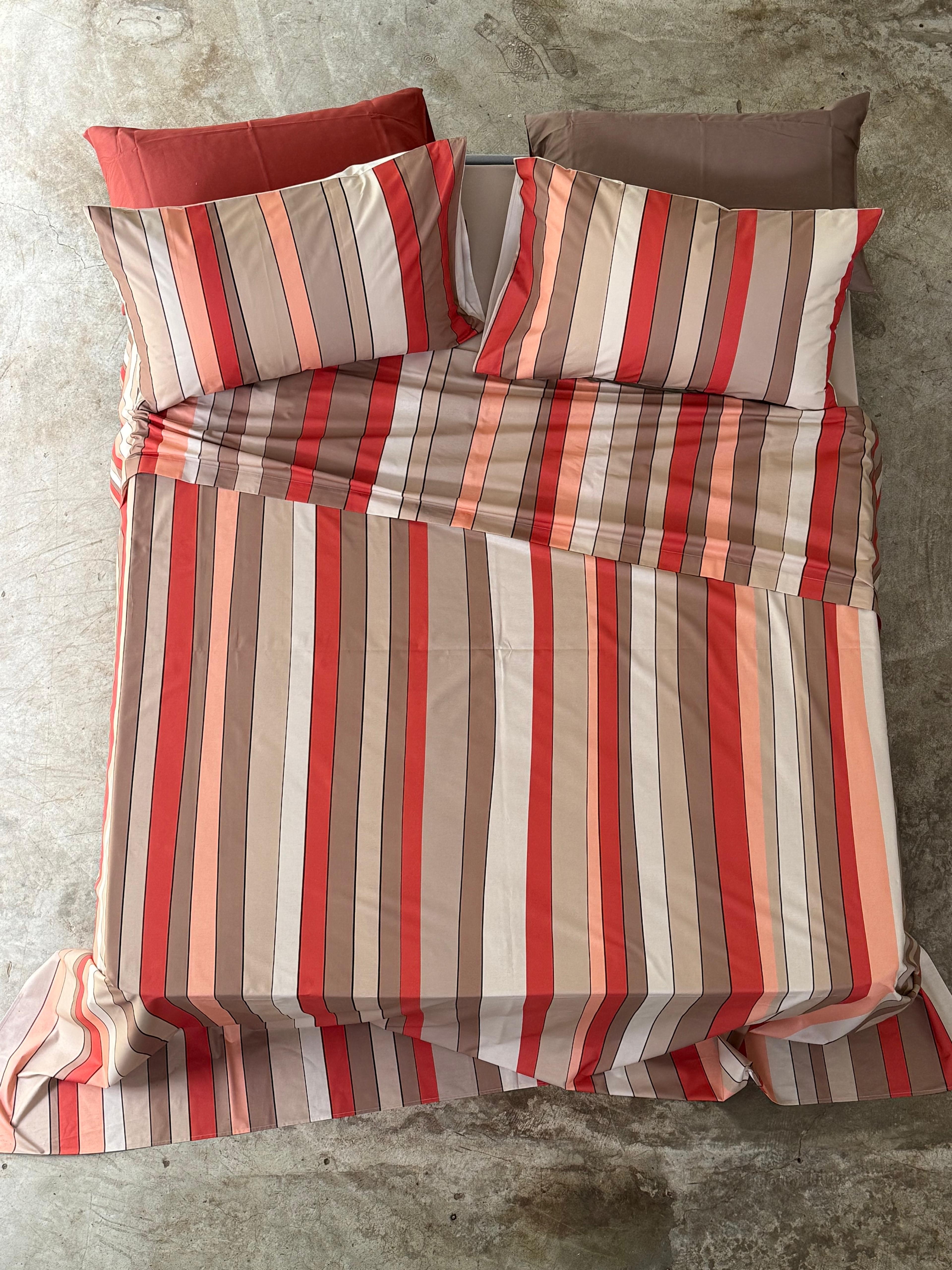 Parure Lenzuola Copriletto BAIADERA Letto Moreali Tessile Casa Matrimoniale Terracotta