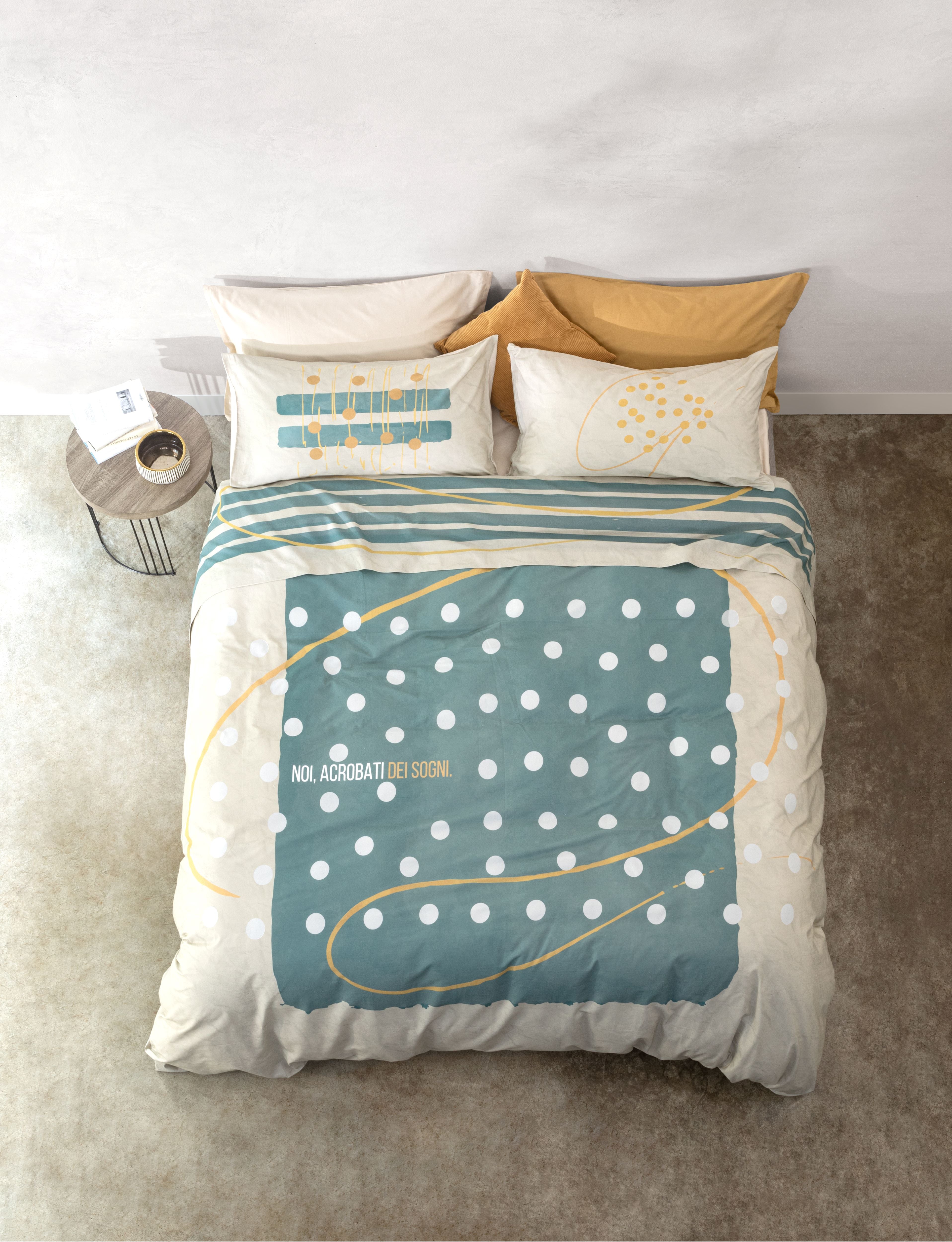 Completo Lenzuola Copriletto Flower Power 2526 Letto Cogal Matrimoniale Avorio