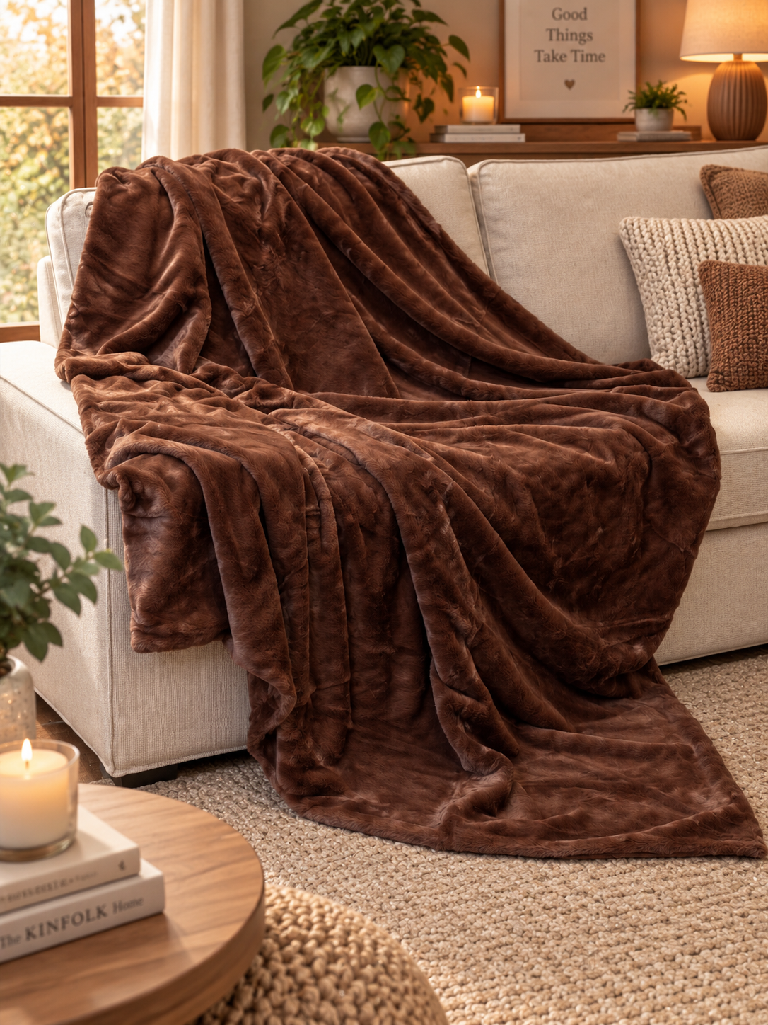 Plaid in Pelliccia SOFFICE Soggiorno Maryplaid 140 x 180 Cognac