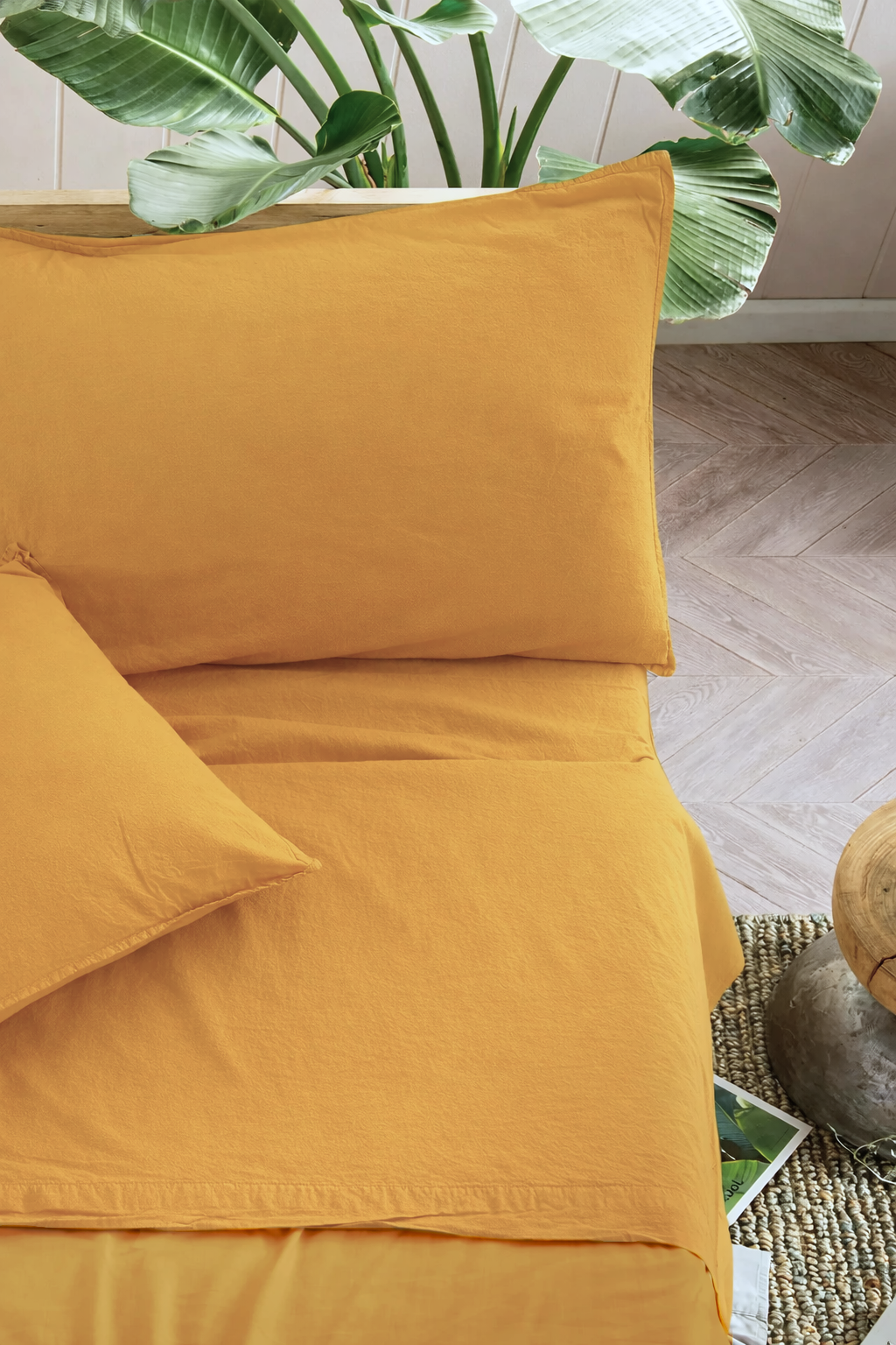 Parure Lenzuola Cotone No-Stiro ESSENZIALE Letto Moreali Tessile Casa Matrimoniale 250 x 295 Ambra