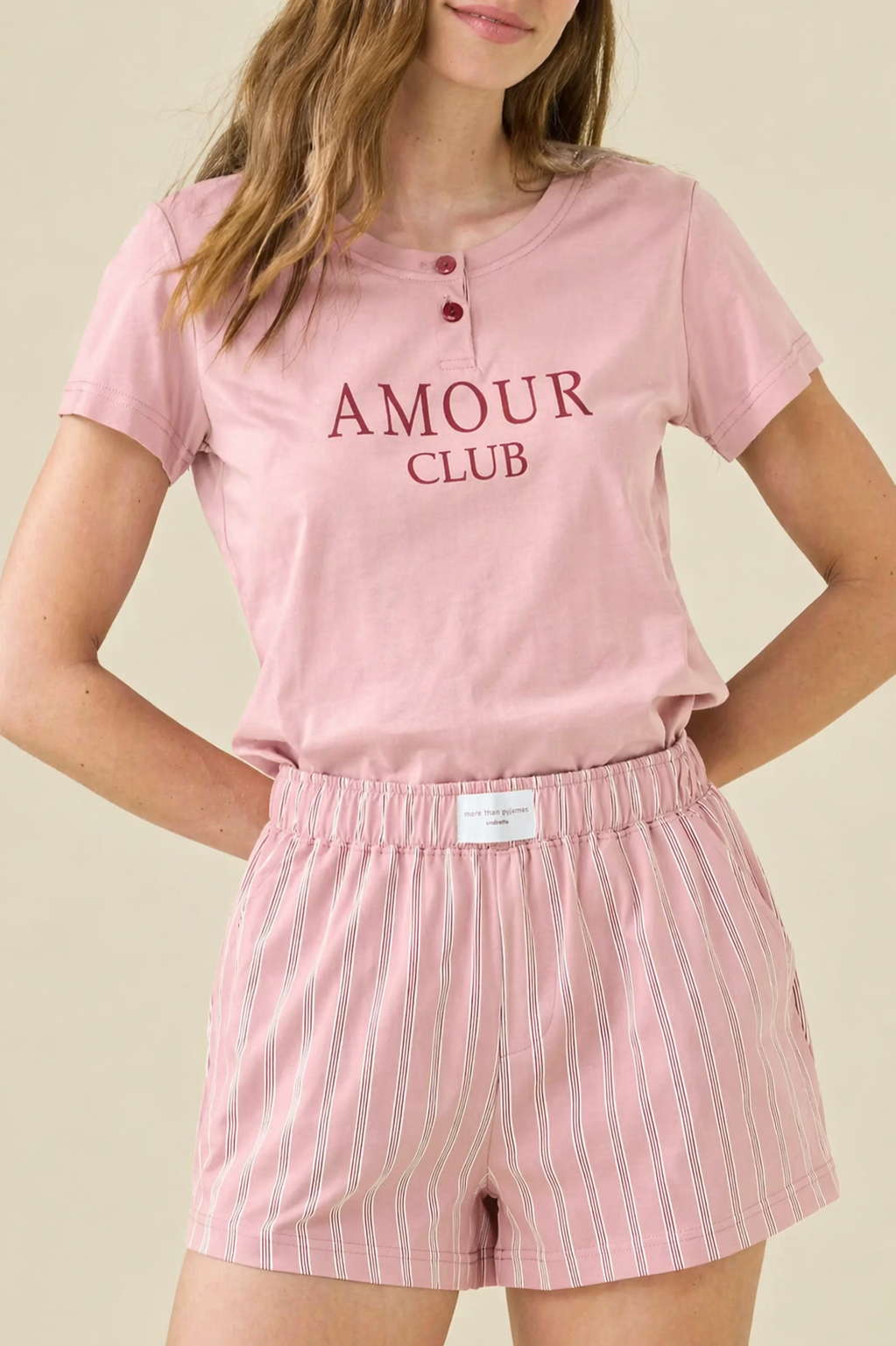 Pigiama Donna Corto Cotone AMOUR CLUB Abbigliamento Moreali Tessile Casa XS Rosa