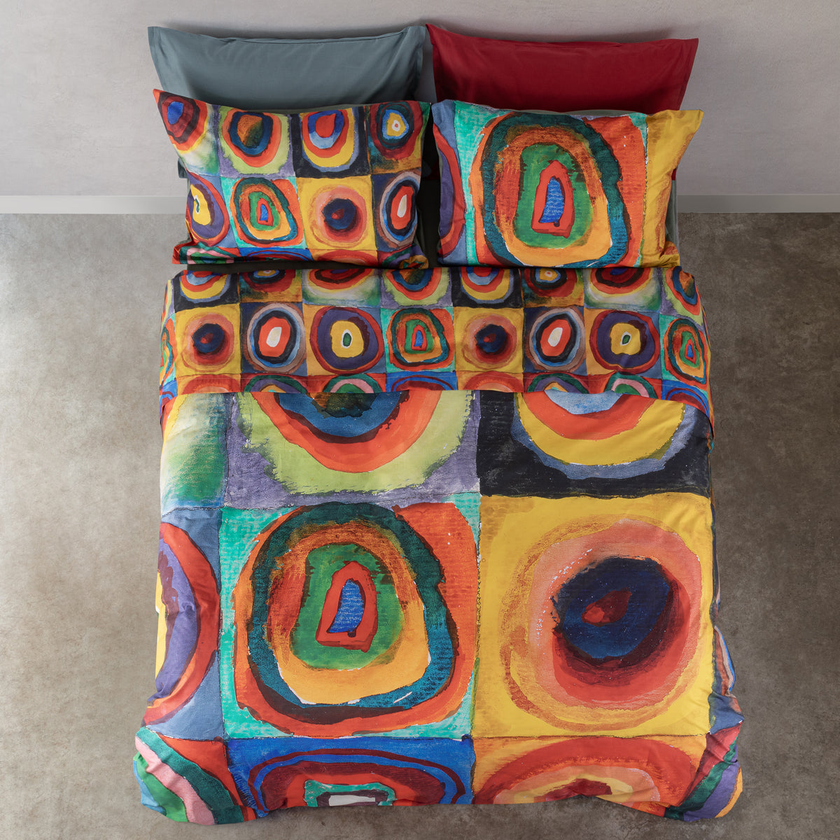 Completo Lenzuola Copriletto ''Studio sul Colore'' KANDINSKY Letto Cogal Matrimoniale Arte