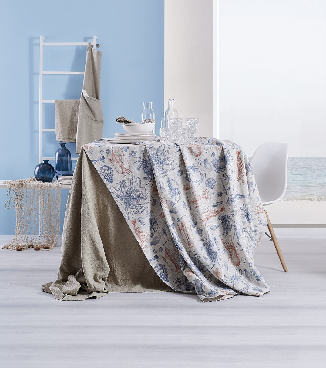 Tovaglia Lino-Cotone Sailor Cucina Maison Sucrée 135 x 225 Multicolor