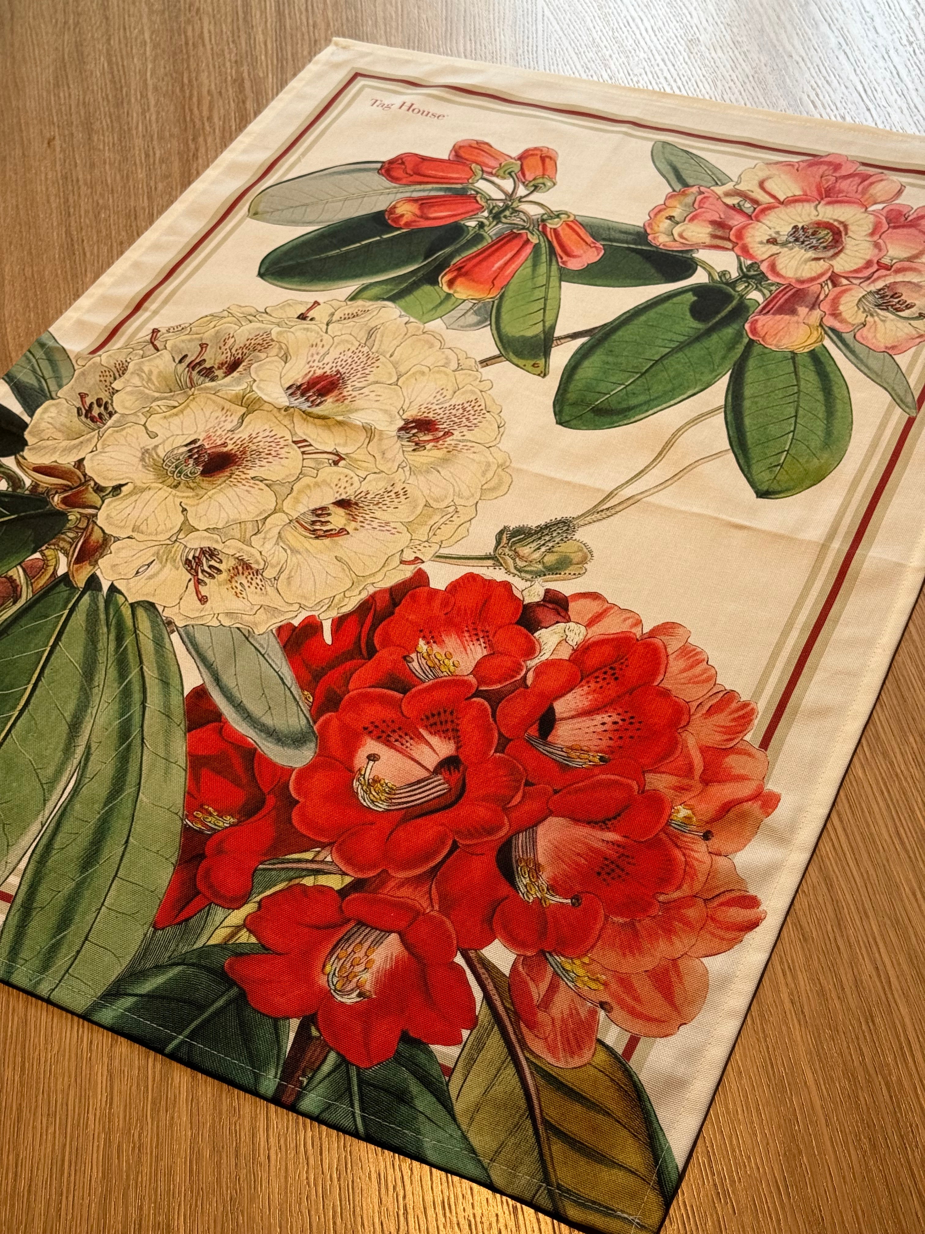 Canovaccio Panama di Cotone Stampa Digitale Cucina TagHouse 55 x 80 cm Rododendri/Rosso