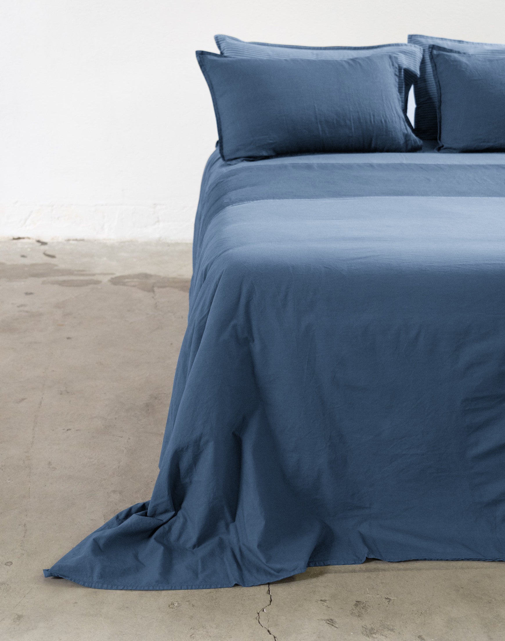 Parure Copripiumino No-Stiro Lino/Cotone NIRANO Letto Moreali Tessile Casa Matrimoniale Denim