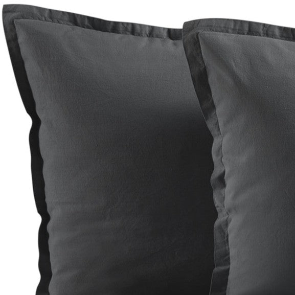 Coppia Federe Cotone No-Stiro ESSENZIALE Letto Moreali Tessile Casa 50 x 80 cm Antracite