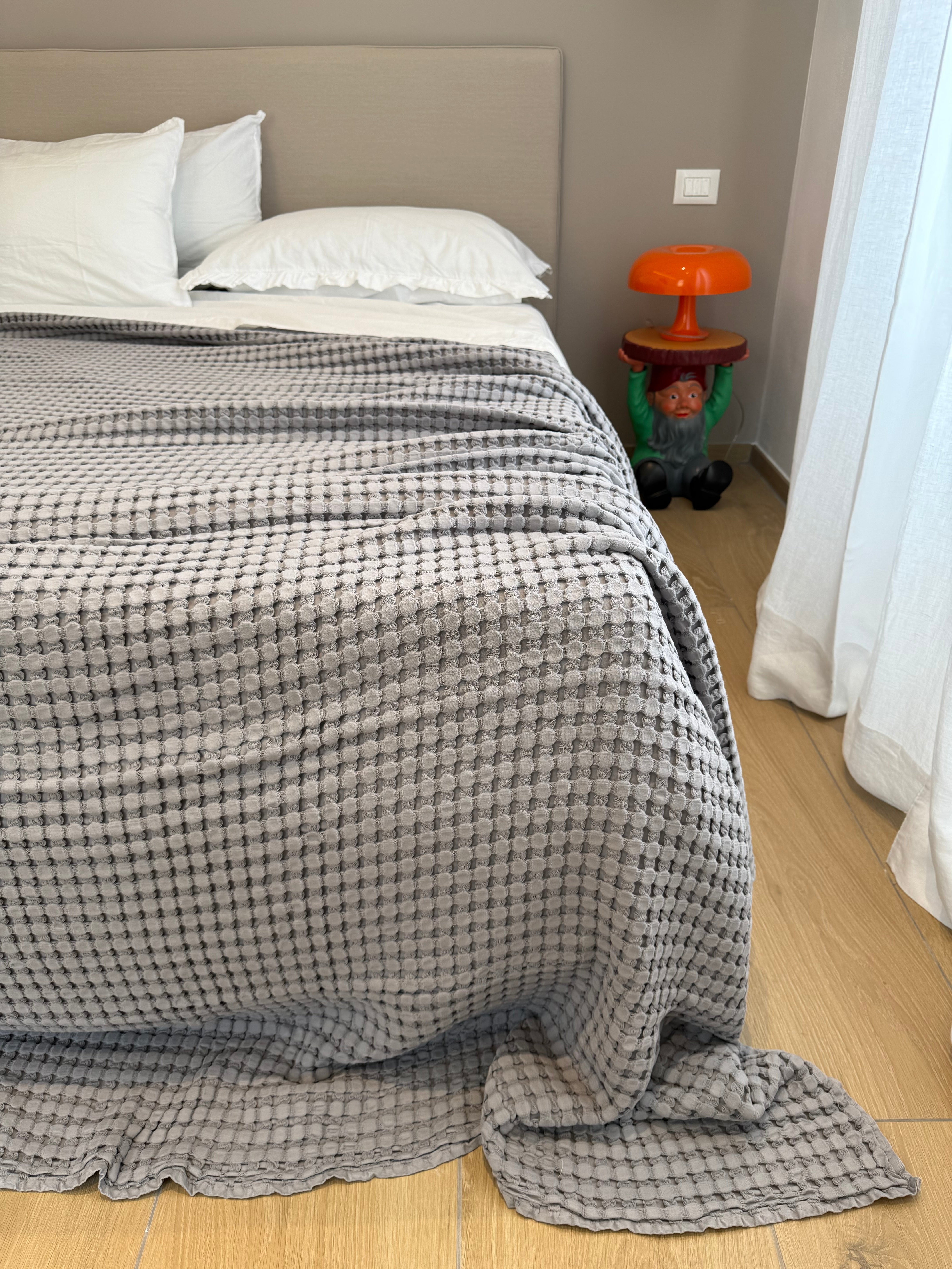 Copriletto Stone Washed Apone Letto Moreali Tessile Casa Matrimoniale 260 x 250 Mid Grey / Grigio