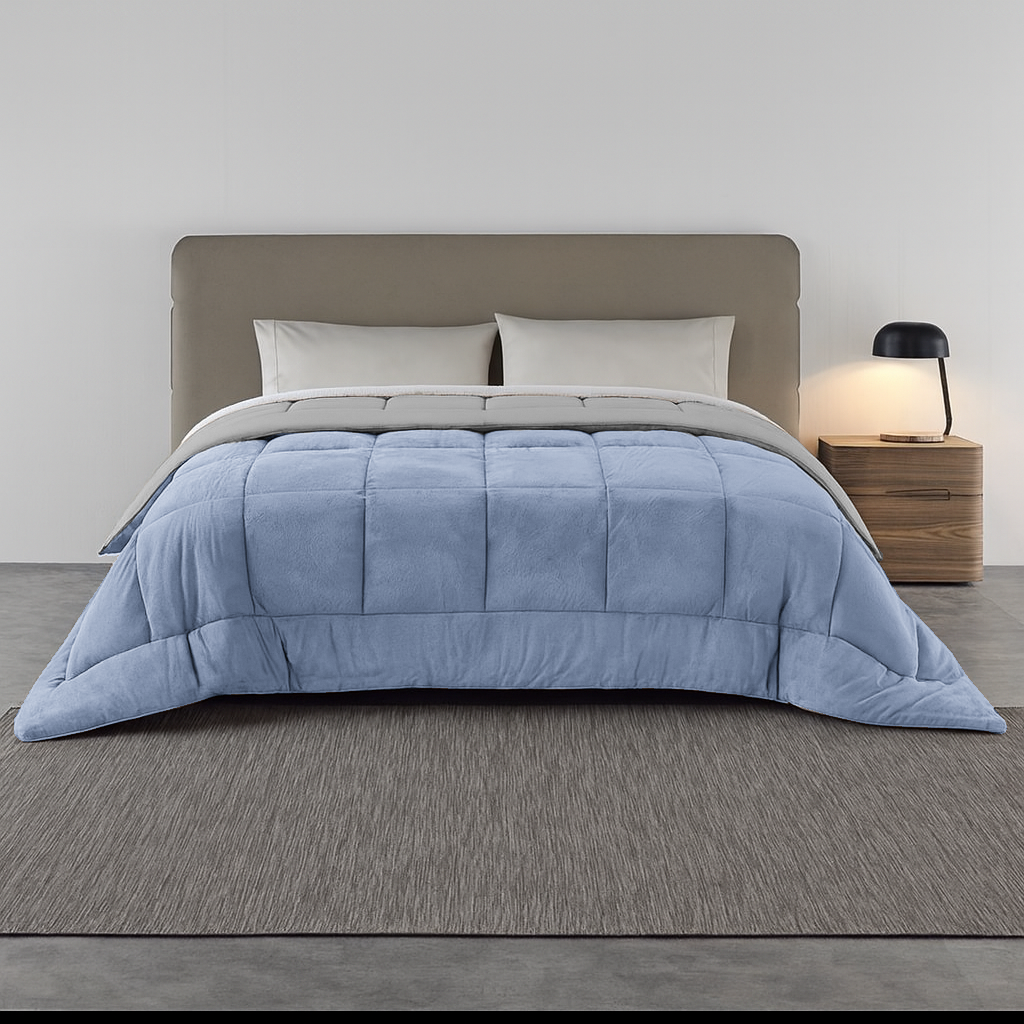 Trapunta Pelliccia Extra Soft COCCOLA Letto Moreali Tessile Casa Singolo 170 x 260 Avio