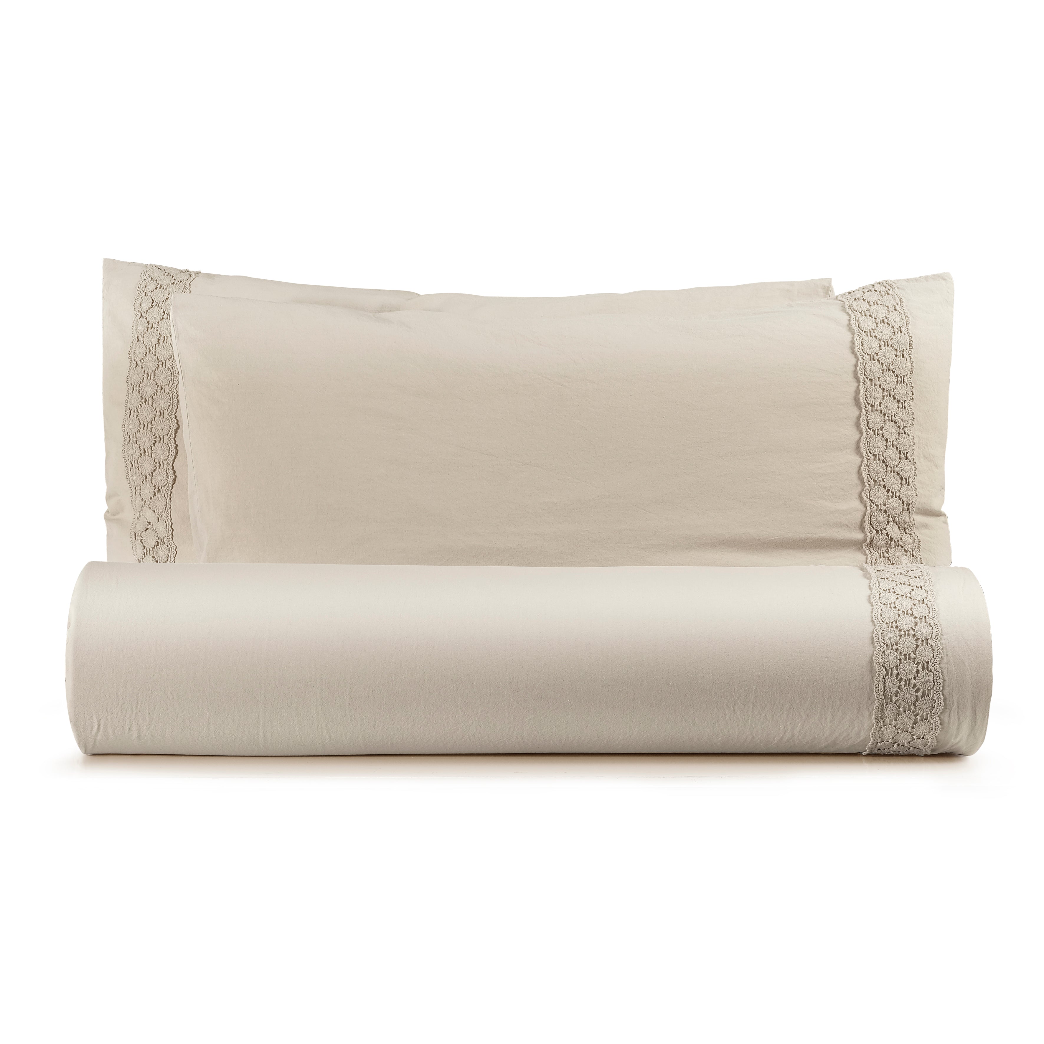 Parure Lenzuola Cotone No-Stiro PIZZO CROCHET Letto Moreali Tessile Casa
