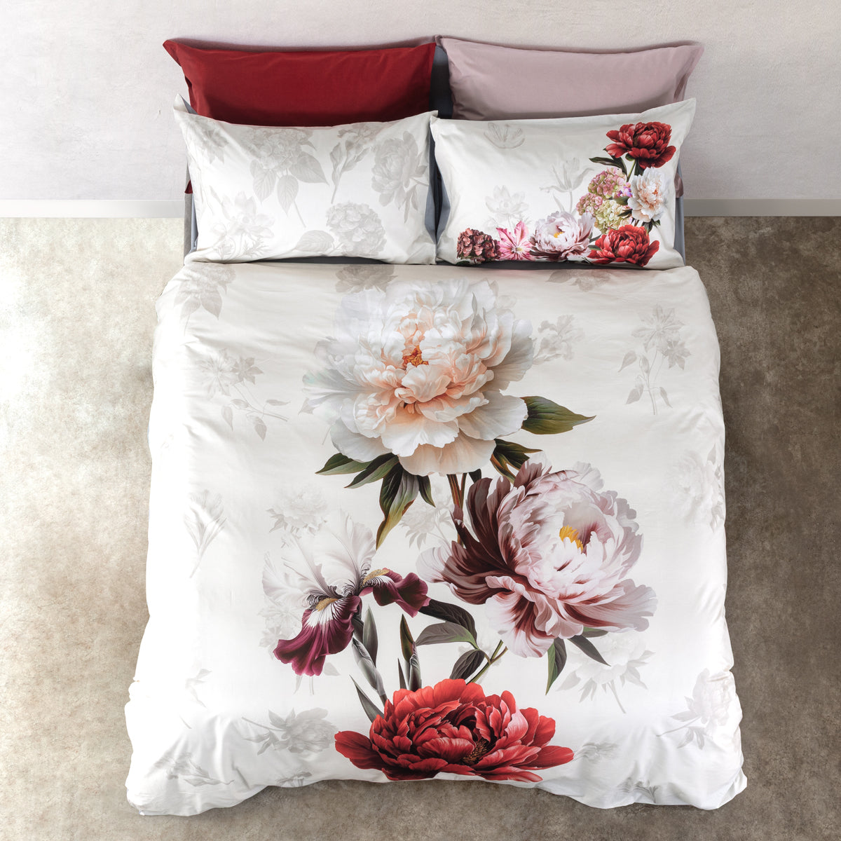 Parure Copripiumino Double Flower Power 2651 Letto Cogal Matrimoniale Fiori