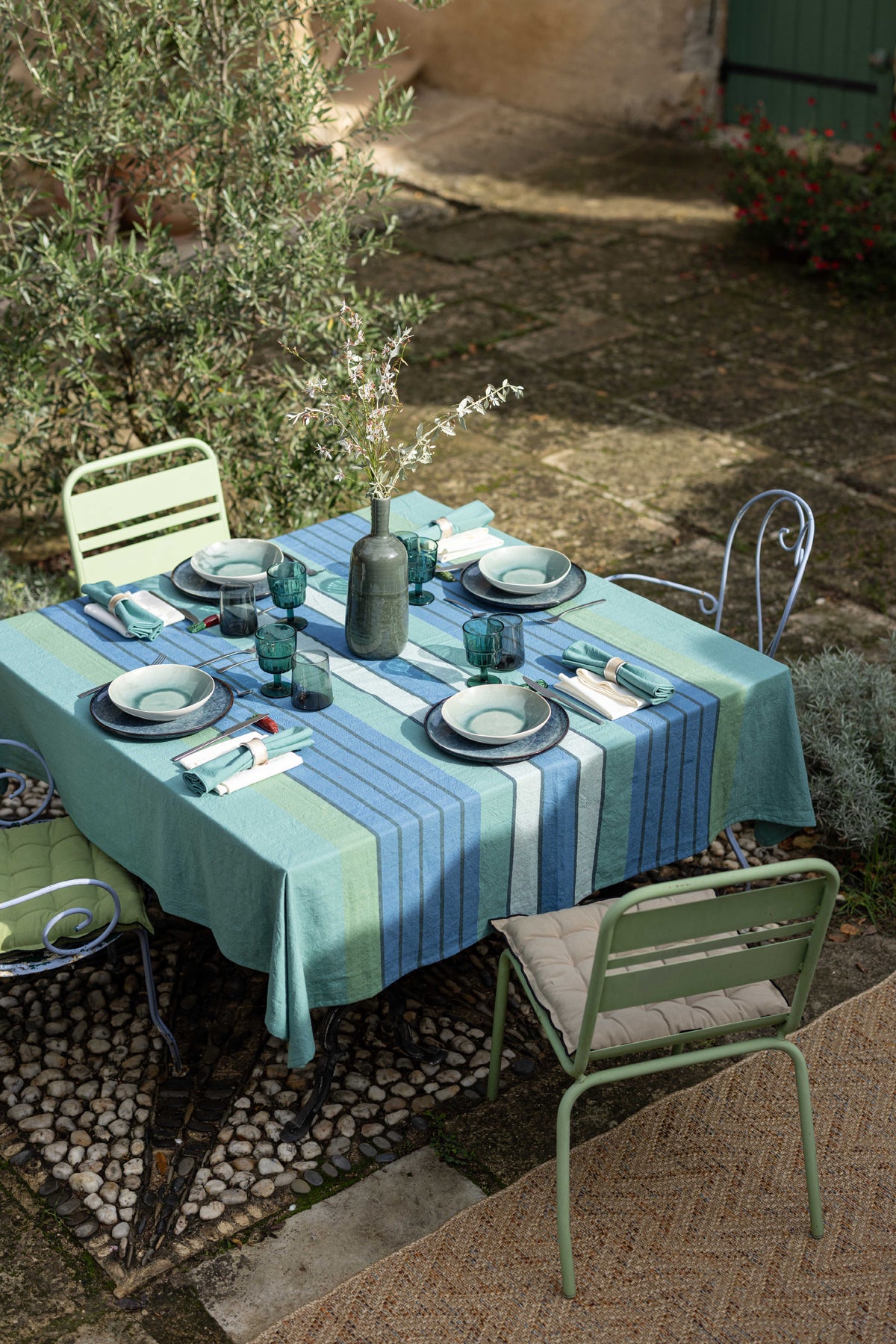 Tovaglia Cotone Riciclato Yuna Pavone Cucina Vivaraise