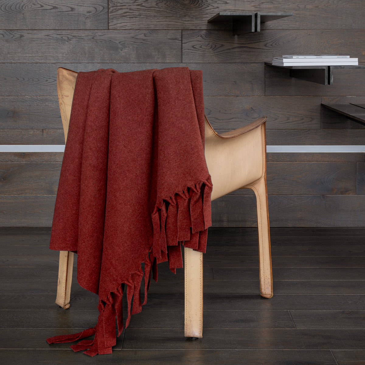 Plaid/Coperta con Frange LEGAMI Soggiorno Cogal Matrimoniale 250 x 210 Rosso Bruciato