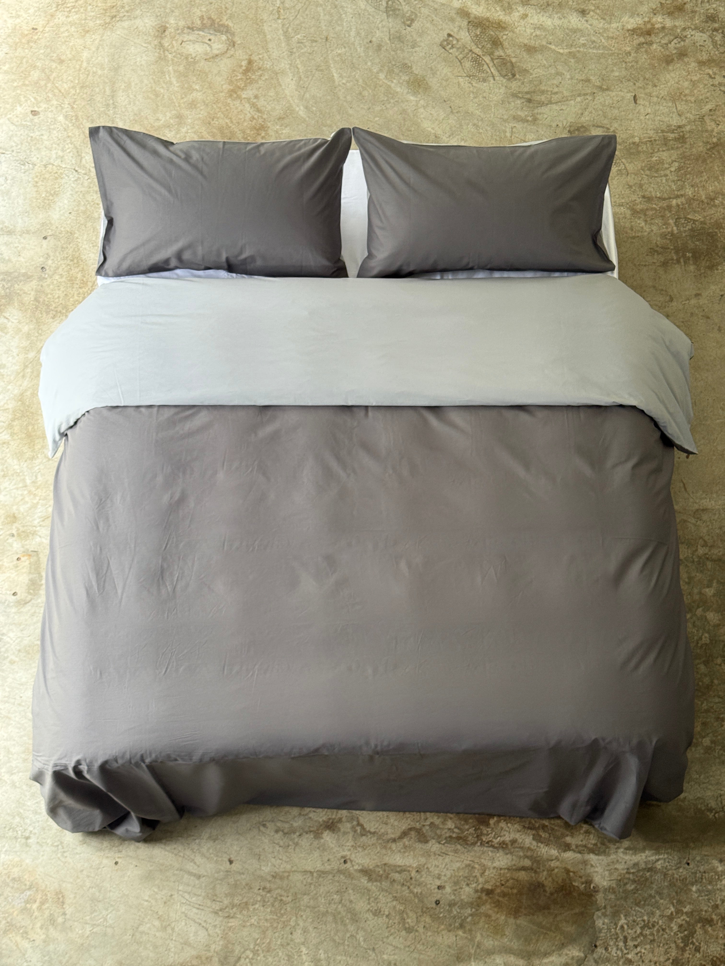 Parure Copripiumino Double MINIMAL Letto Moreali Tessile Casa Matrimoniale Antracite/Grigio