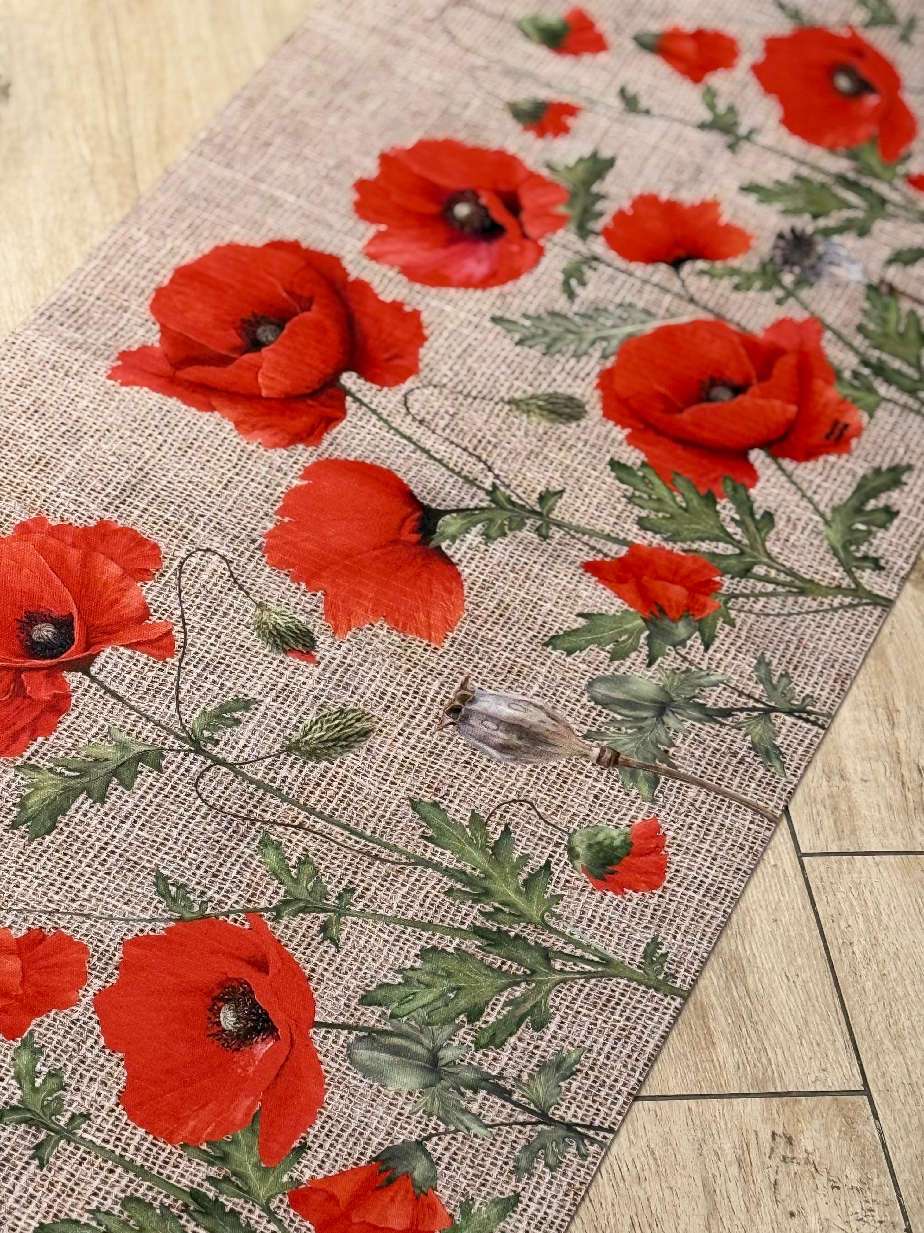 Tappeto Da Cucina al Metro Papaveri Soggiorno Moreali Tessile Casa 52 cm Papaveri