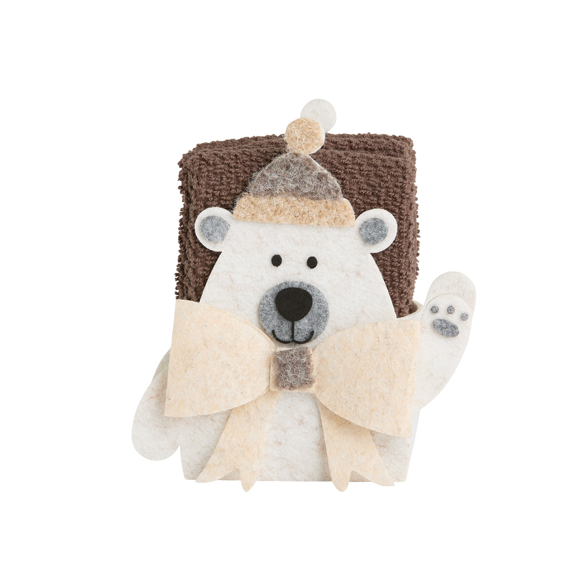 Set 3 Lavette + Cestino ATELIER D'INVERNO Bagno Maison Sucrée 30 x 30 Cioccolato