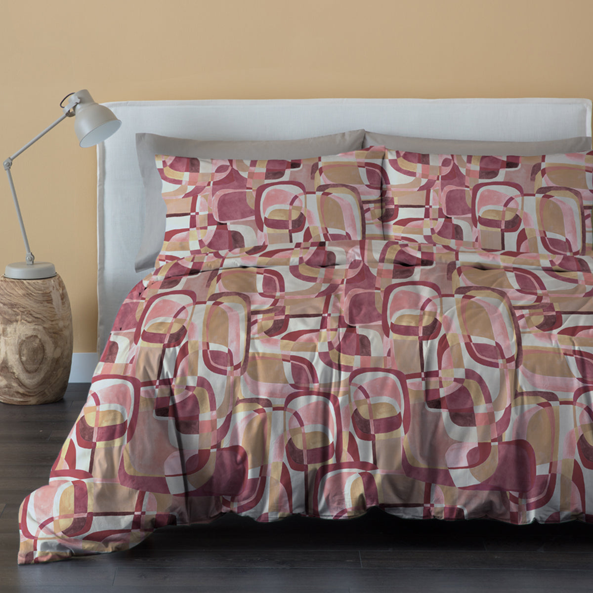 Parure Copripiumino Cotone Stampato Alan Letto Riviera Matrimoniale Rosa Loto