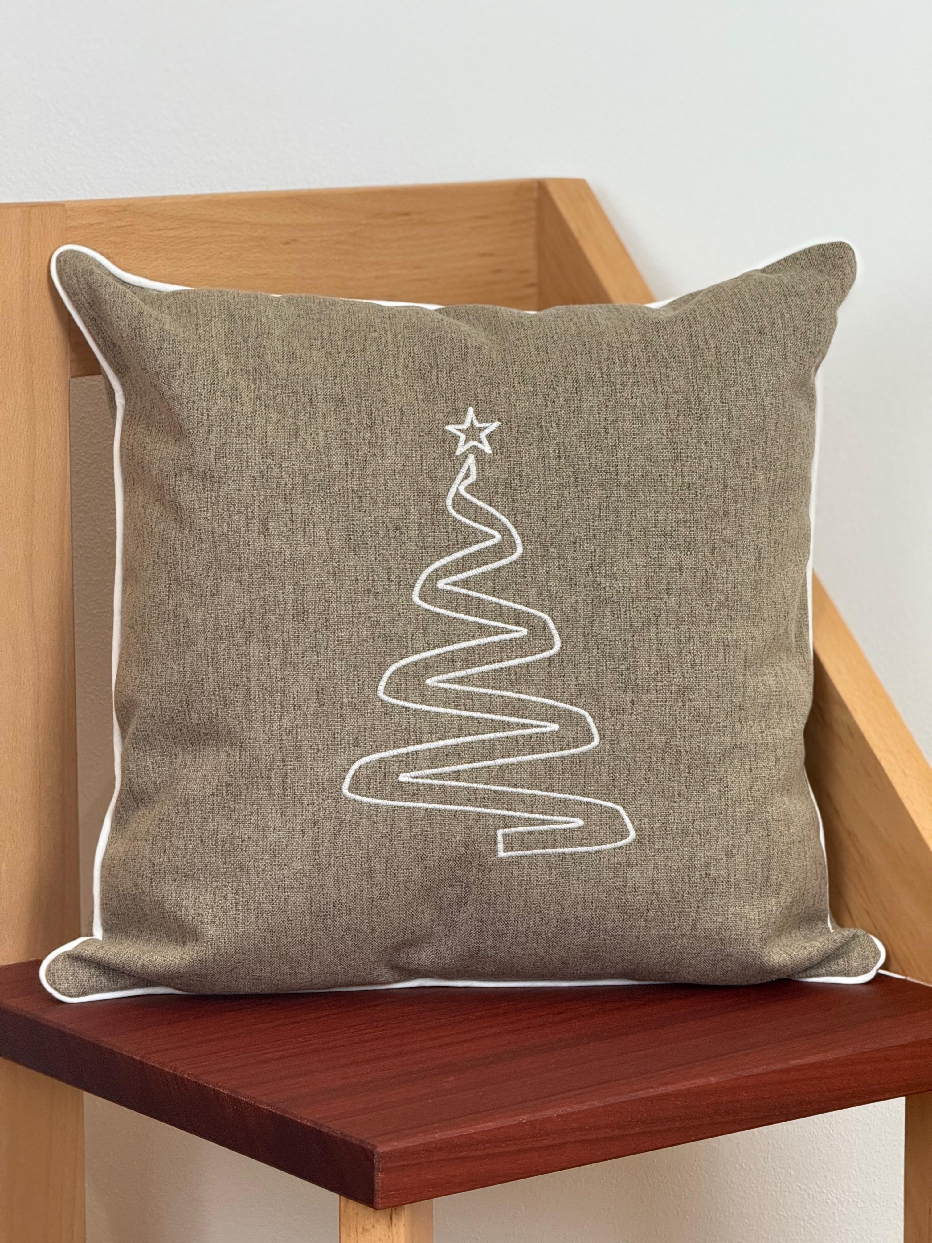 Cuscino Arredo Piping Christmas Tree Soggiorno Moreali Tessile Casa 45 x 45 Corda Scuro