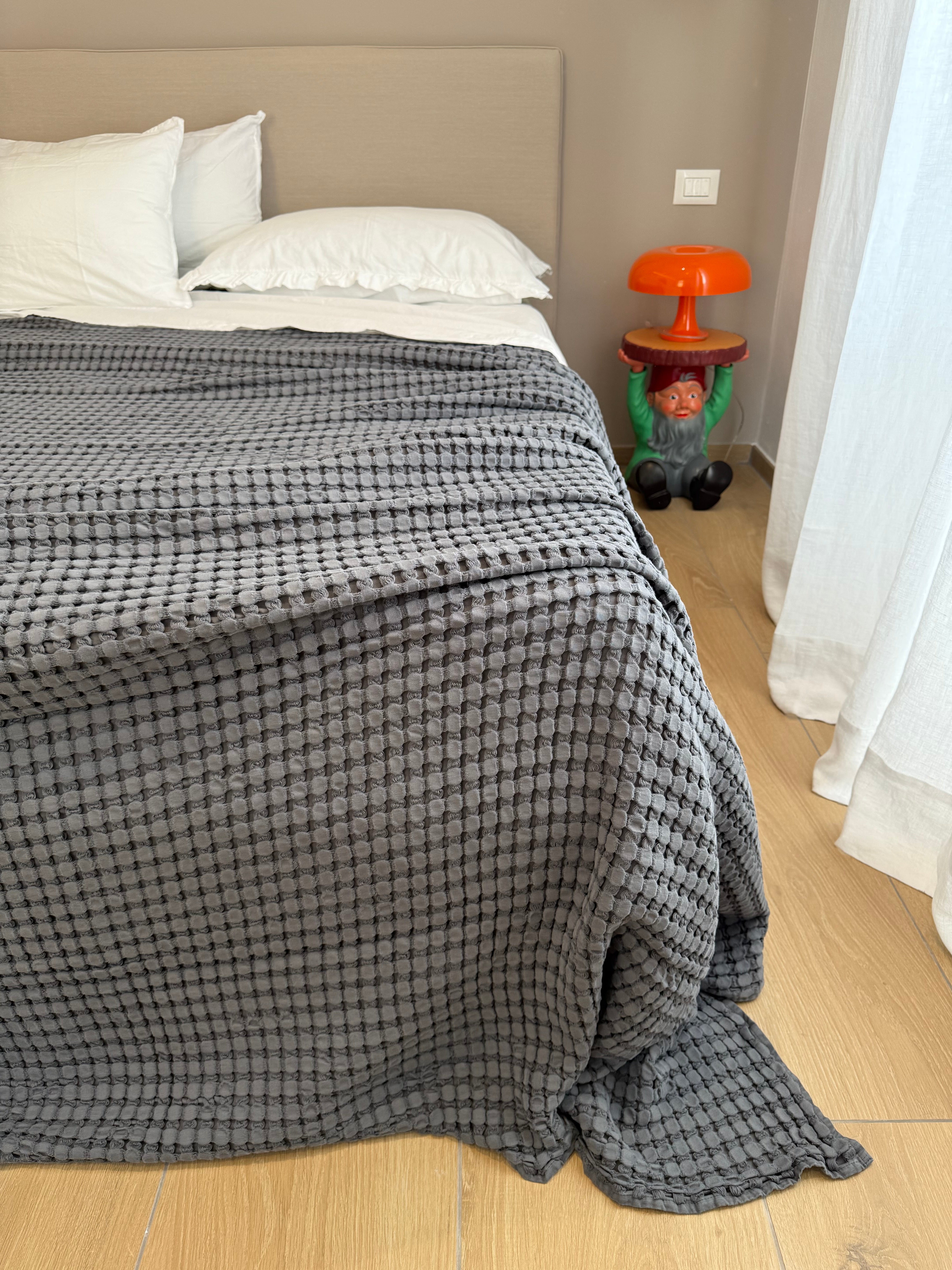 Copriletto Stone Washed Apone Letto Moreali Tessile Casa Matrimoniale 260 x 250 Dark Grey / Antracite