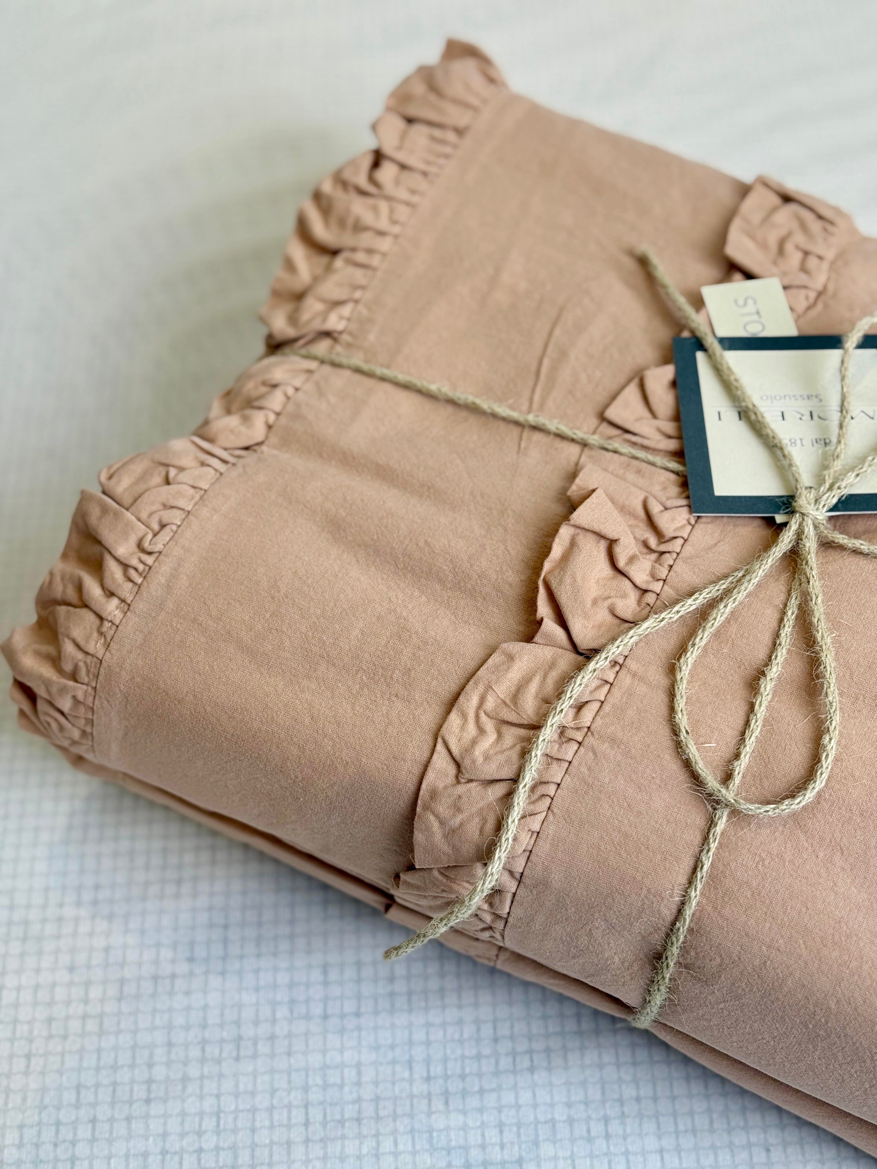 Parure Copripiumino No-Stiro DOPPIA FRAPPINA Letto Moreali Tessile Casa Matrimoniale Fard