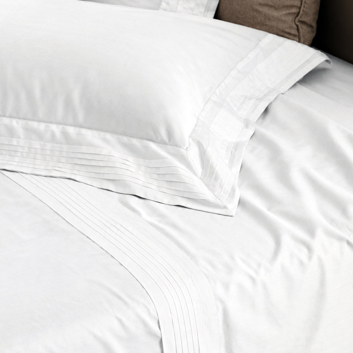 Parure Lenzuola Percalle Ricamato Hotellerie - PLISSÈ Letto Moreali Tessile Casa Matrimoniale Bianco