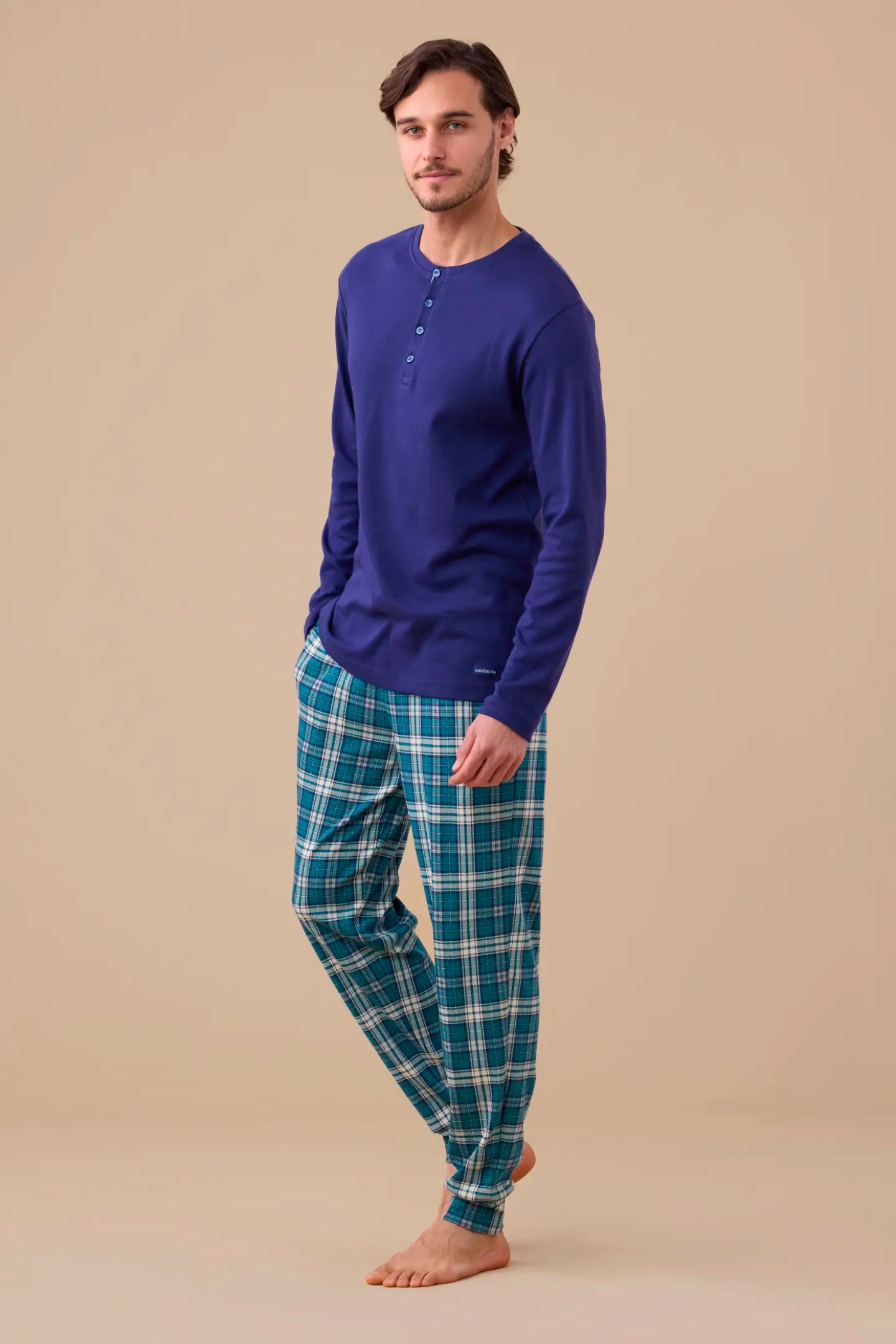 Pigiama Uomo Caldo Cotone Quadretti Abbigliamento noidinotte