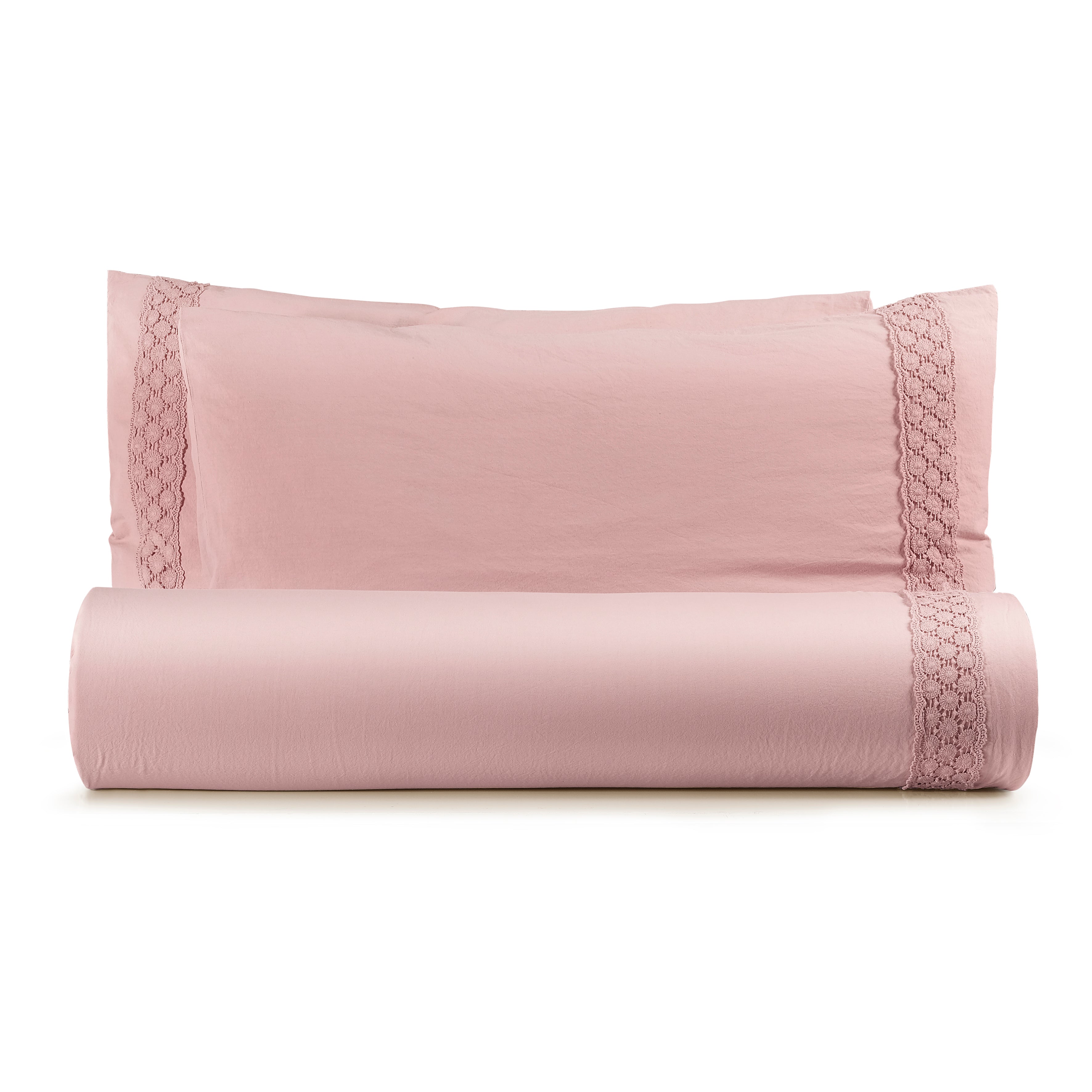 Parure Lenzuola Cotone No-Stiro PIZZO CROCHET Letto Moreali Tessile Casa