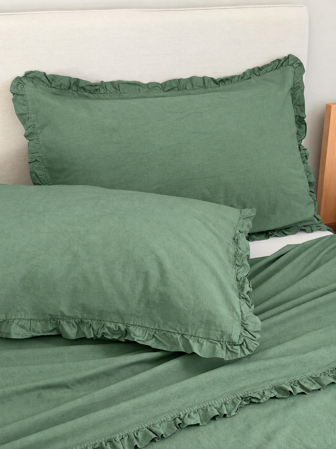 Parure Lenzuola No-Stiro FRAPPINA Letto Moreali Tessile Casa Matrimoniale Verde