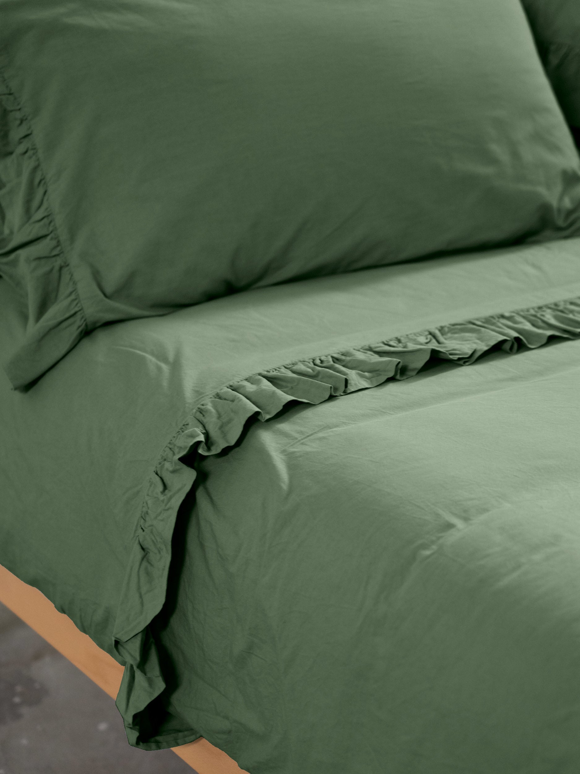 Parure Copripiumino No-Stiro FRAPPA Letto Moreali Tessile Casa Matrimoniale Verde