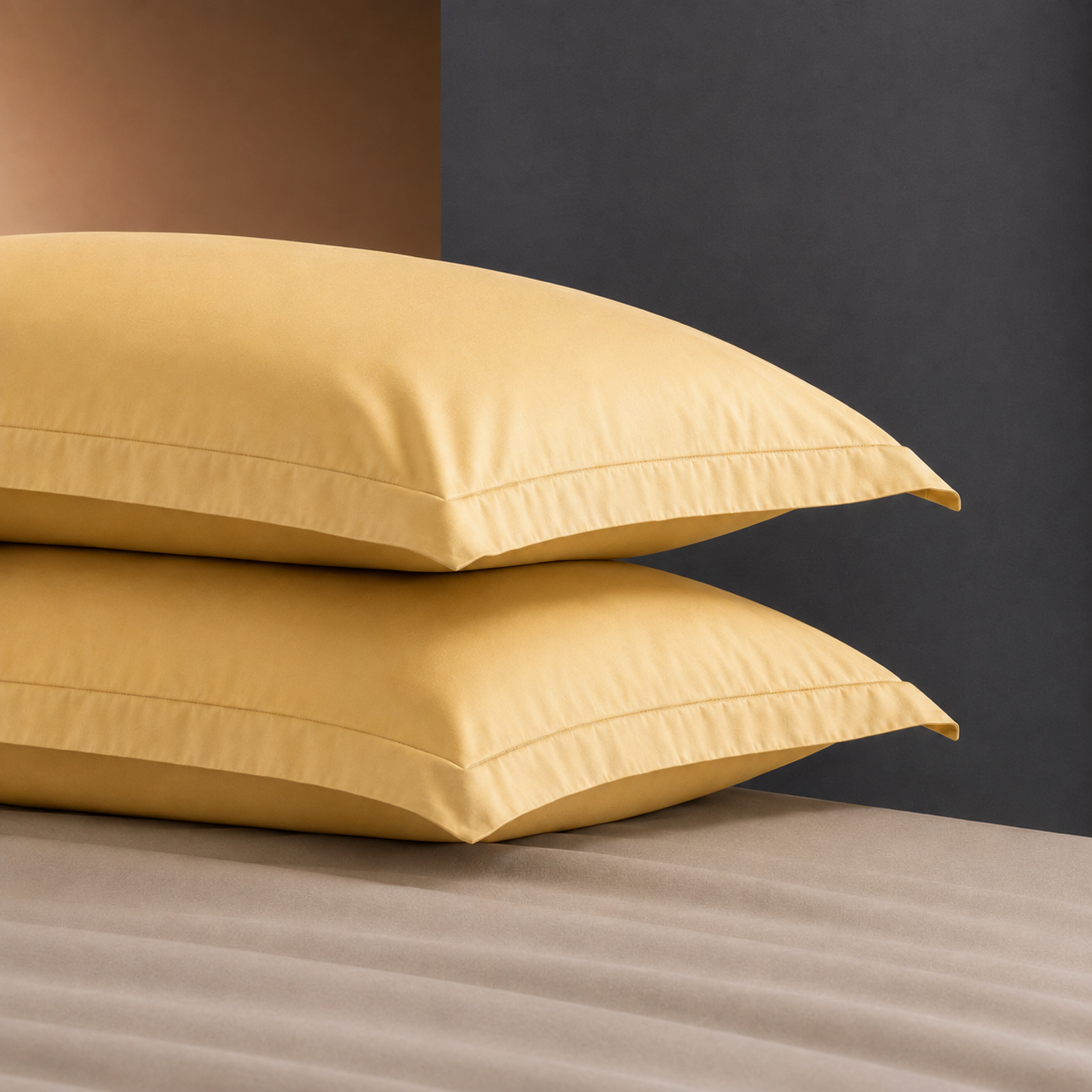 Coppia Federe Cotone Madapolam PAINT Letto Riviera 50 x 80 Giallo Crema