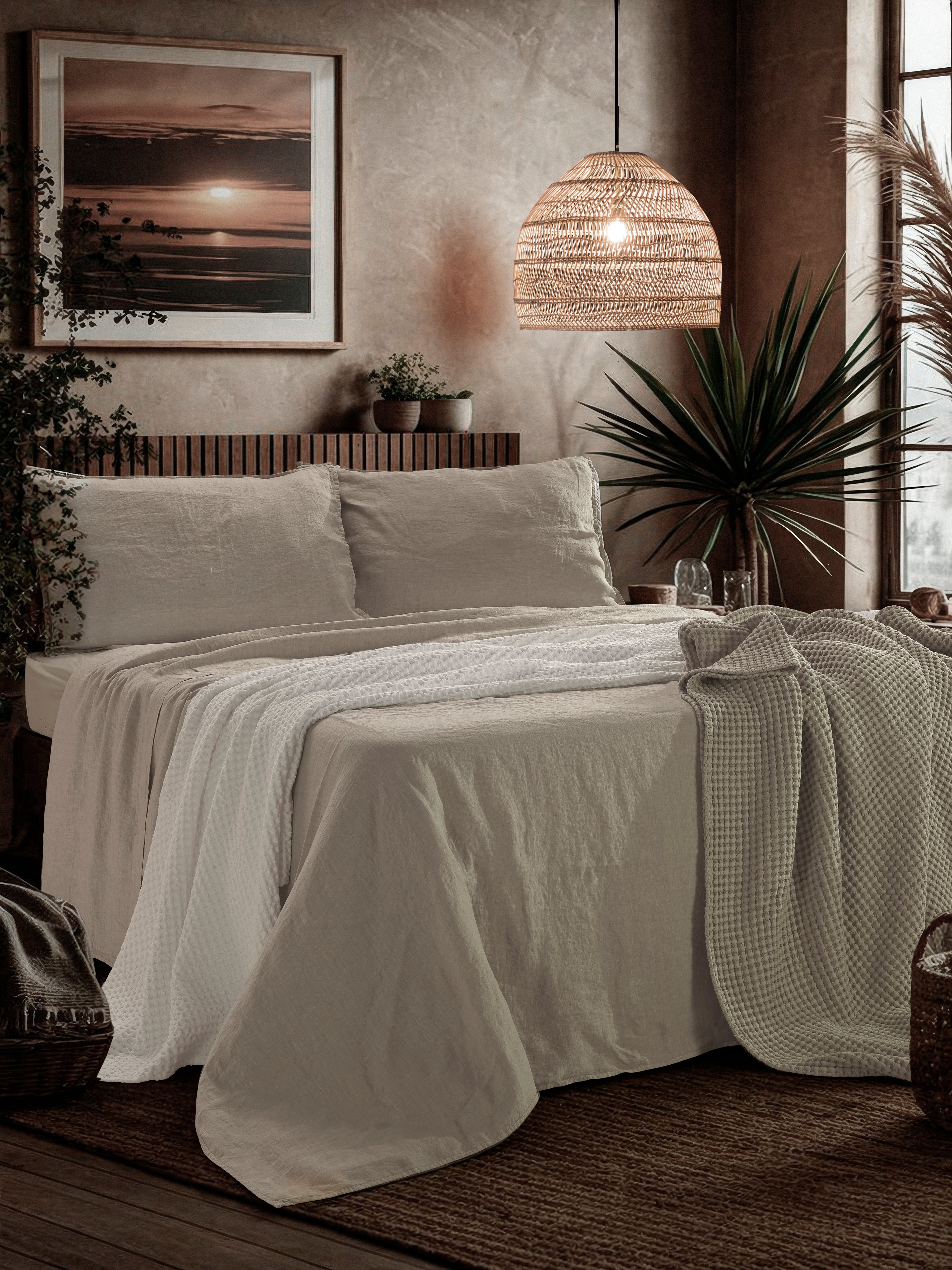 Parure Lenzuola No-Stiro PURO LINO Letto Moreali Tessile Casa