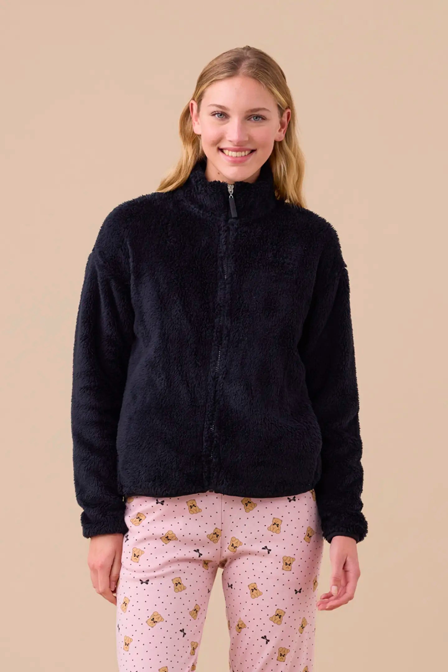 Giacca Orsetto Eco-Pelliccia GE3037 Abbigliamento noidinotte XS Nero