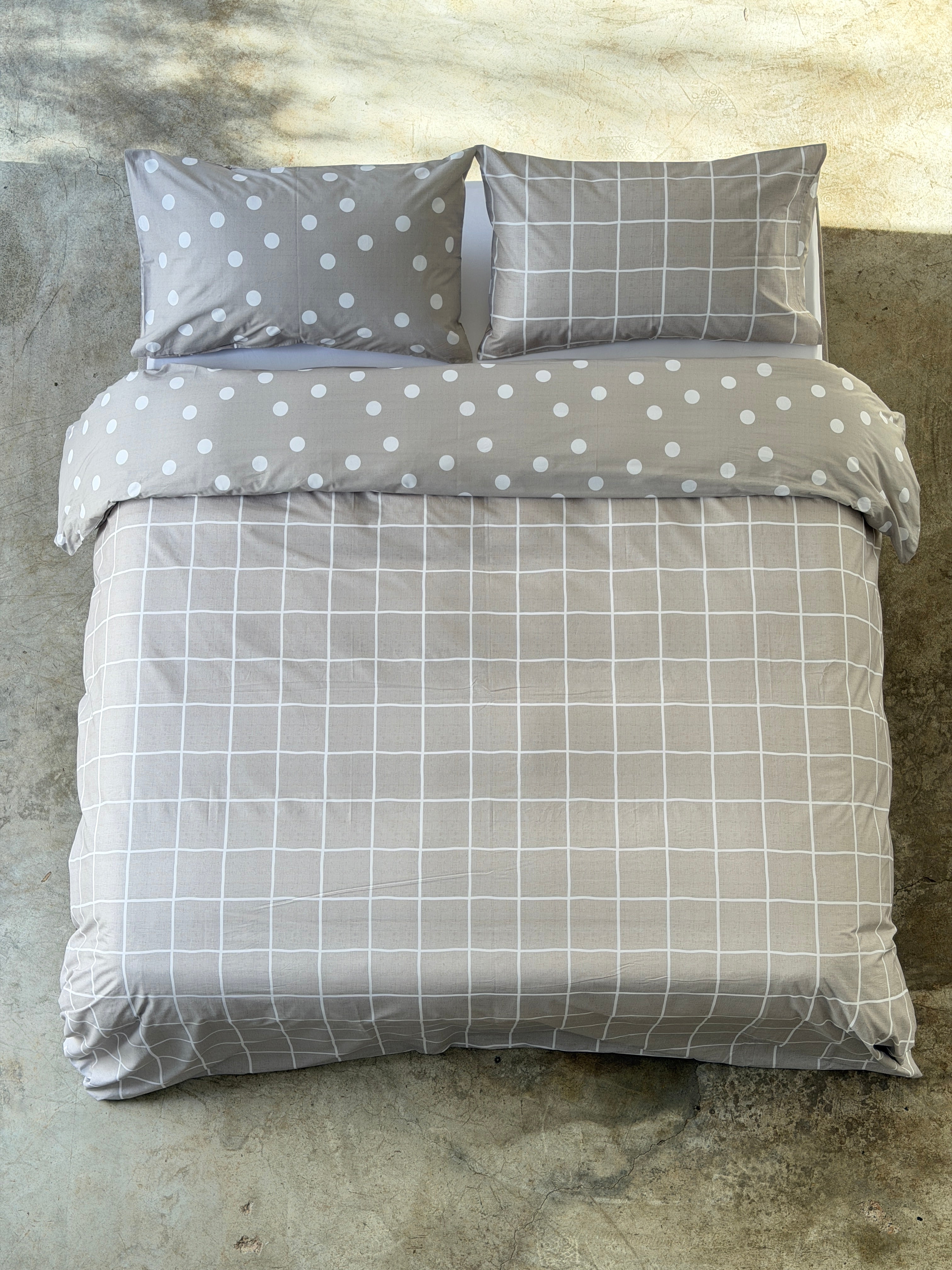 Parure Copripiumino Double Quadri-Pois EASY Letto Moreali Tessile Casa