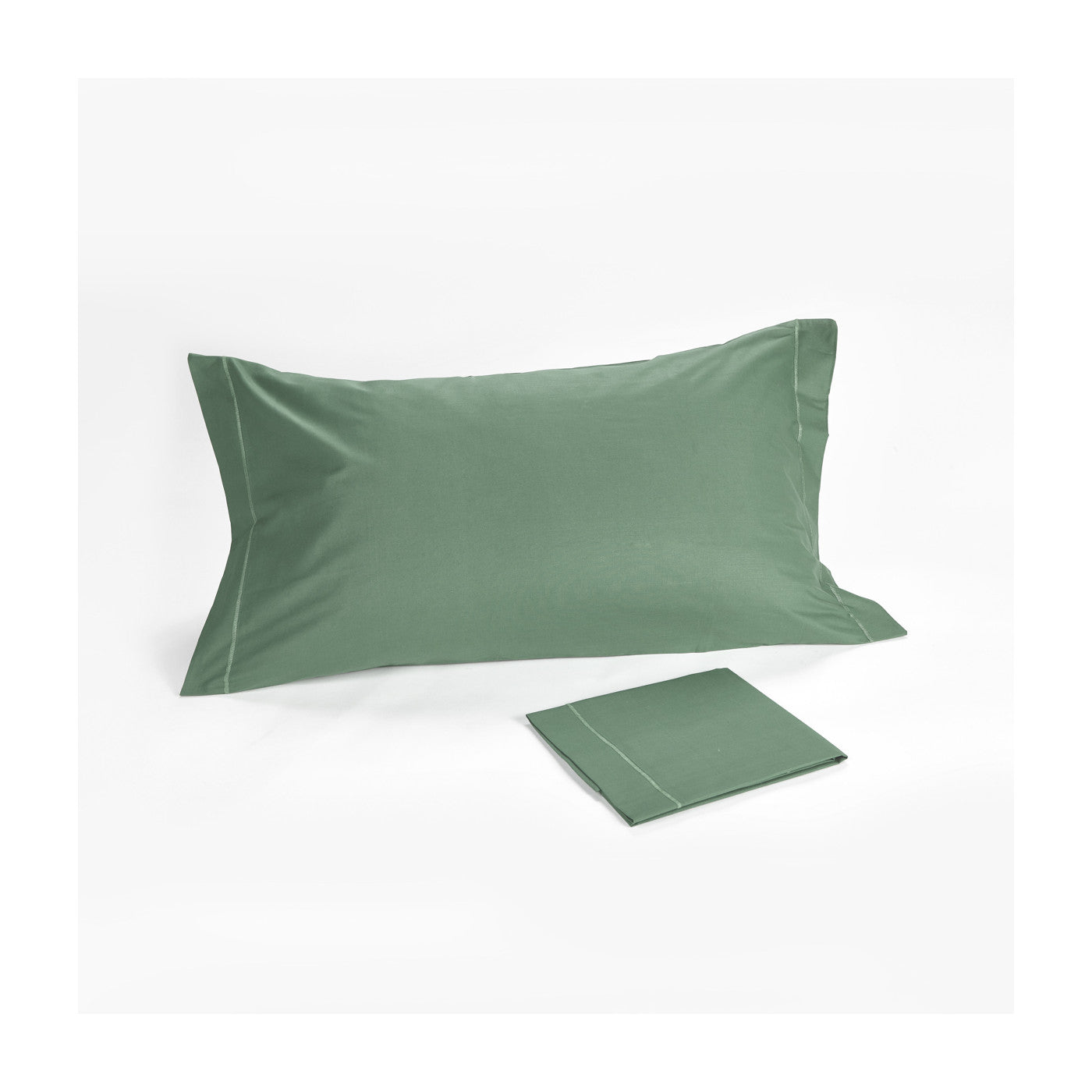POPUP - Federa 4 Volants Percalle Cotone Made in Italy Materasso Moreali Tessile Casa 50 x 80 cm Verde