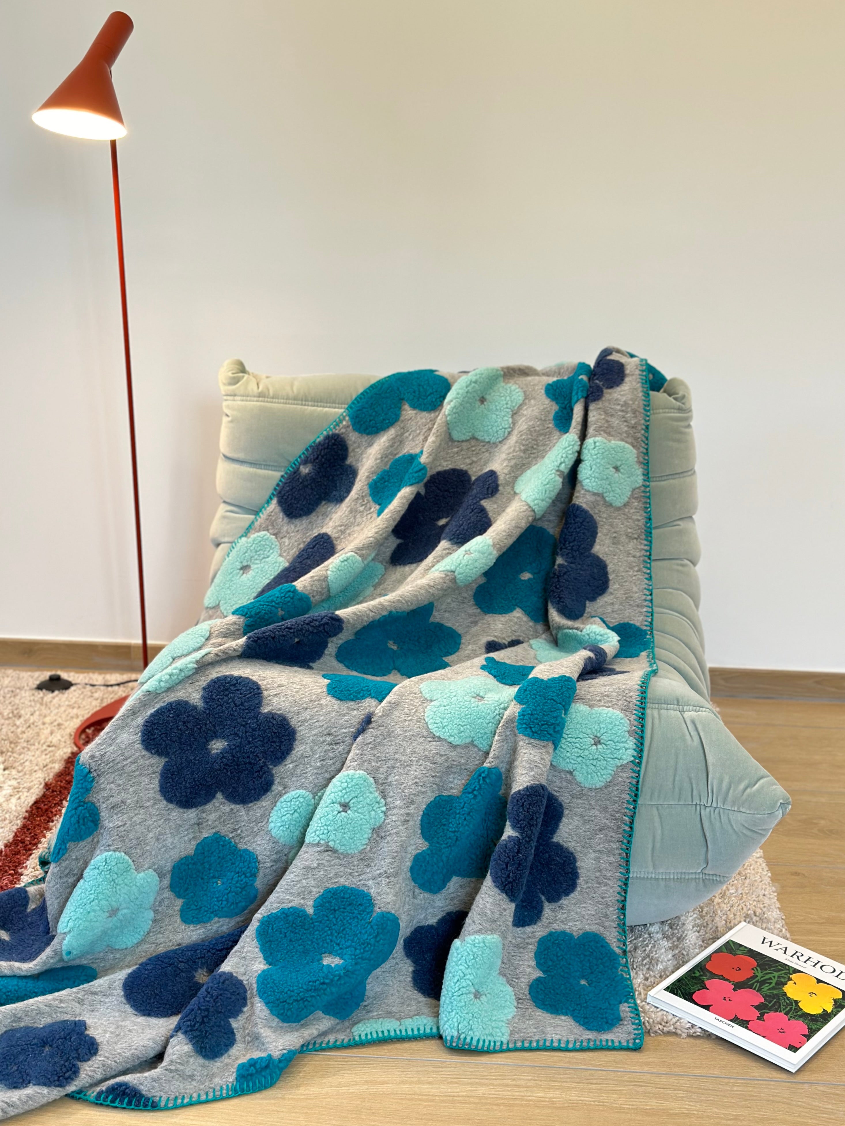 Plaid Lana Cotta Italiana POP ART FLOWERS Soggiorno Moreali Tessile Casa