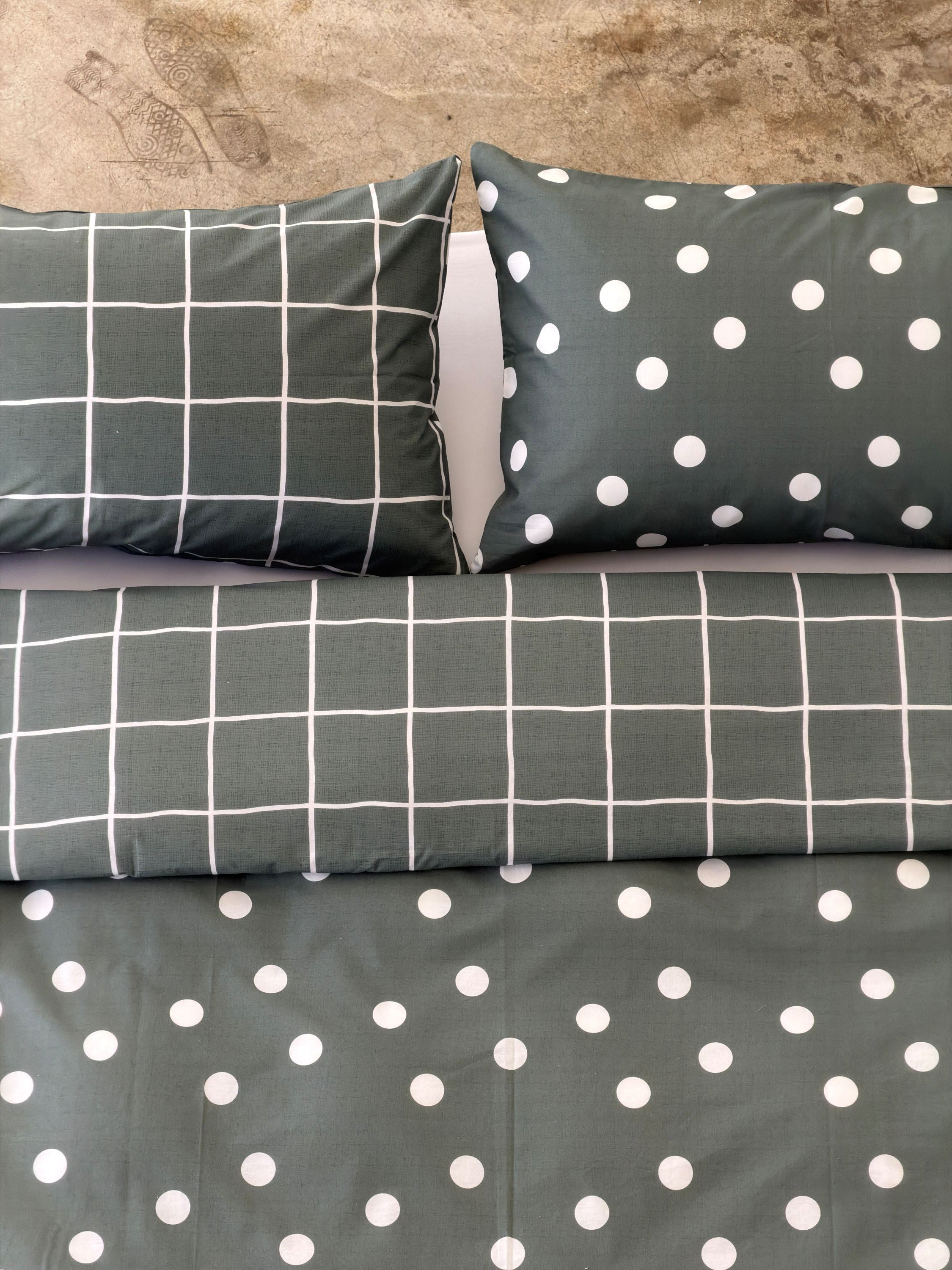 Parure Copripiumino Double Quadri-Pois EASY Letto Moreali Tessile Casa