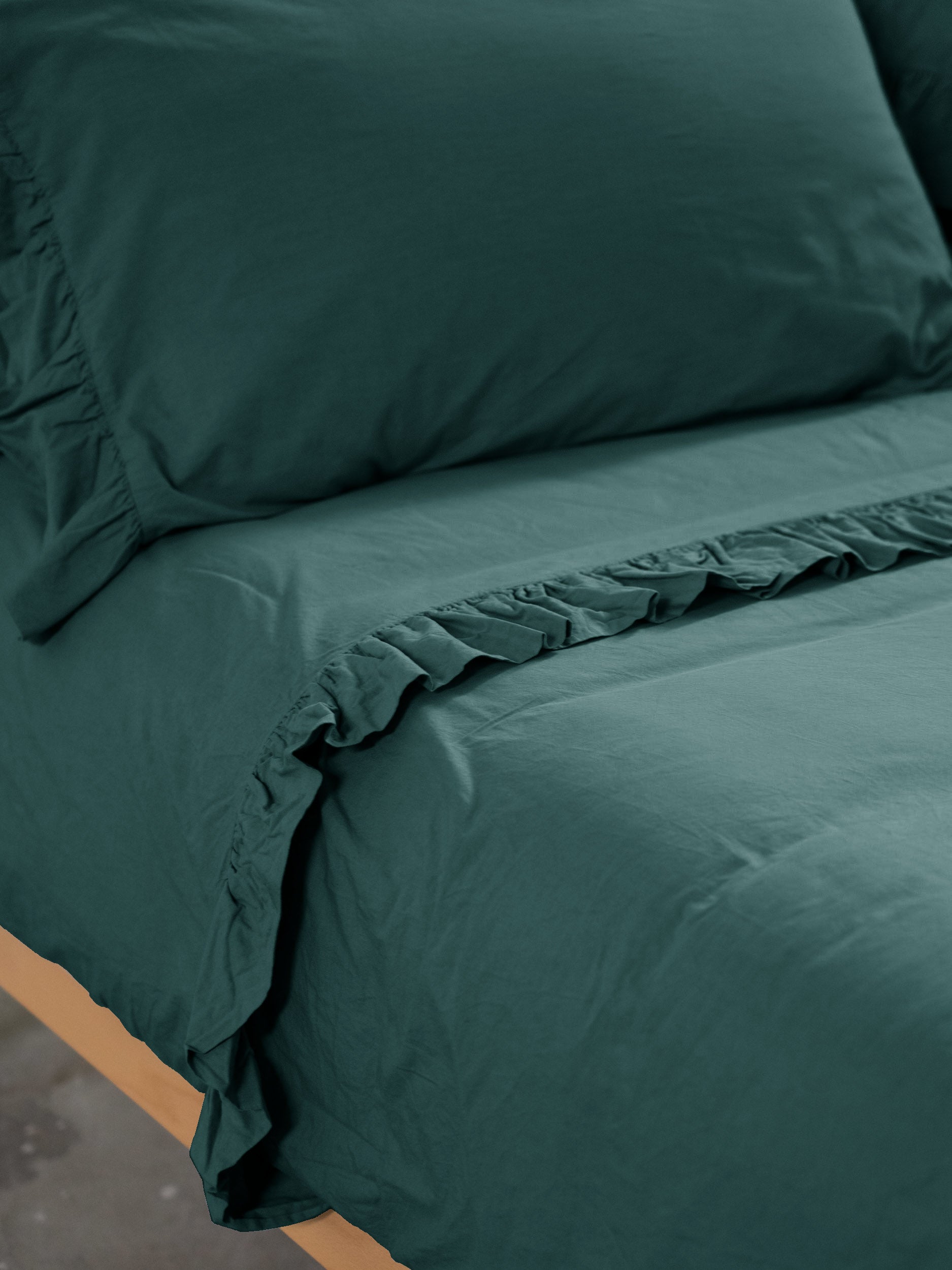 Parure Copripiumino No-Stiro FRAPPA Letto Moreali Tessile Casa Matrimoniale Ottanio