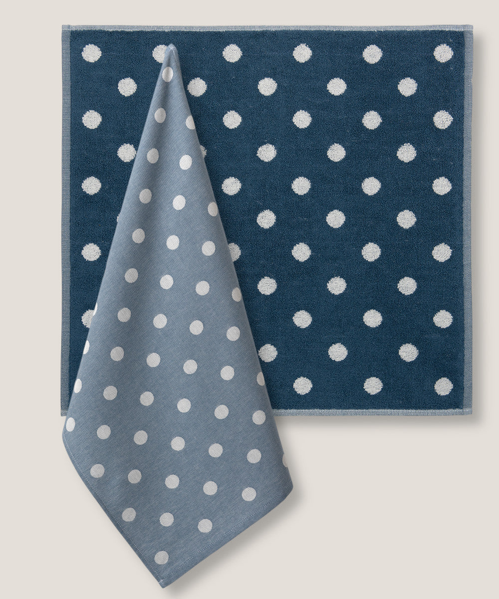 Set Canovacci Tela+Spugna POIS Cucina Moreali Tessile Casa 50 x 70 / 50 x 50 Denim