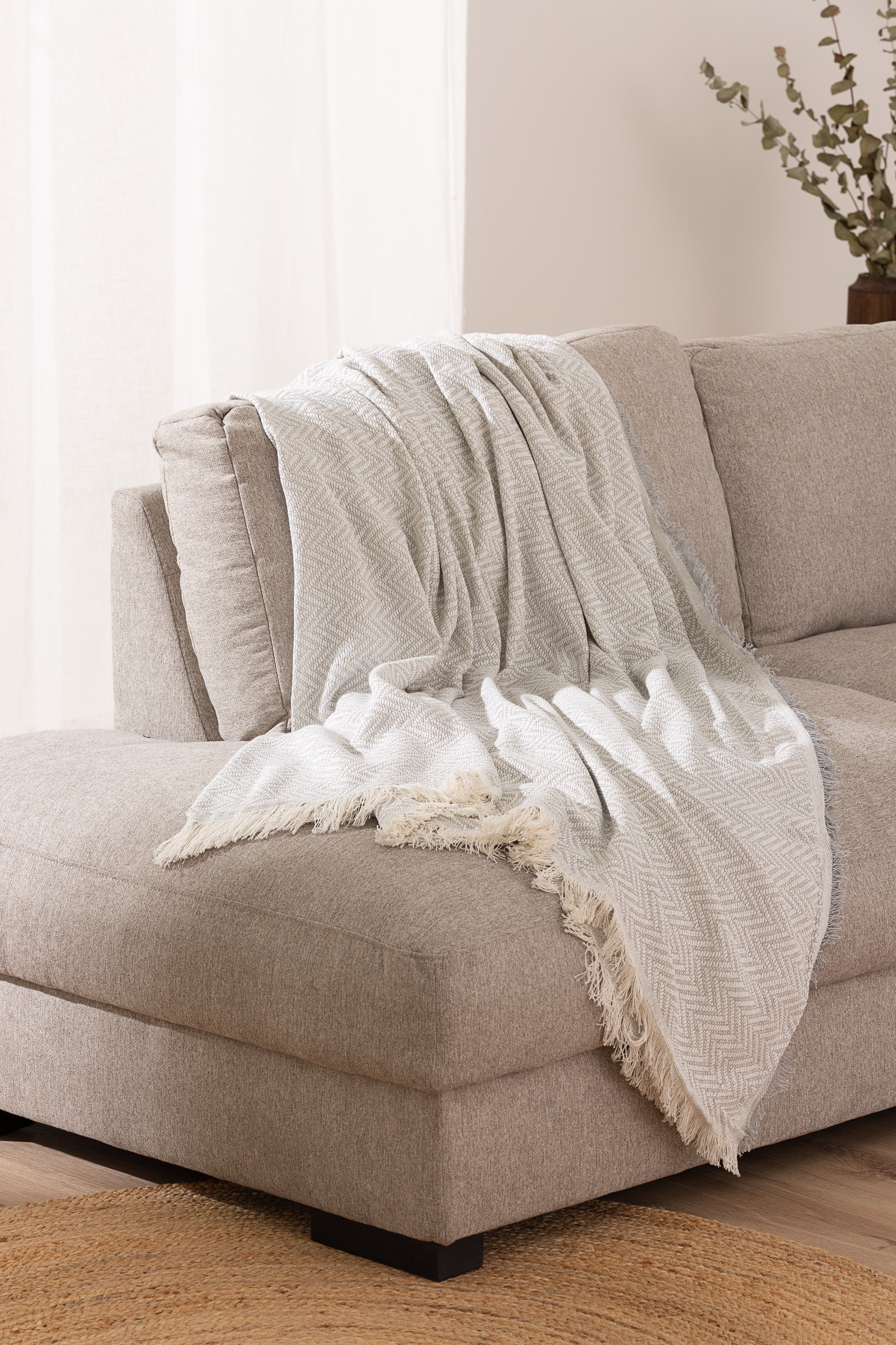 Telo Copritutto Cotone Zig Zag Kenya Soggiorno Belmarti 230 x 260 Grigio Chiaro