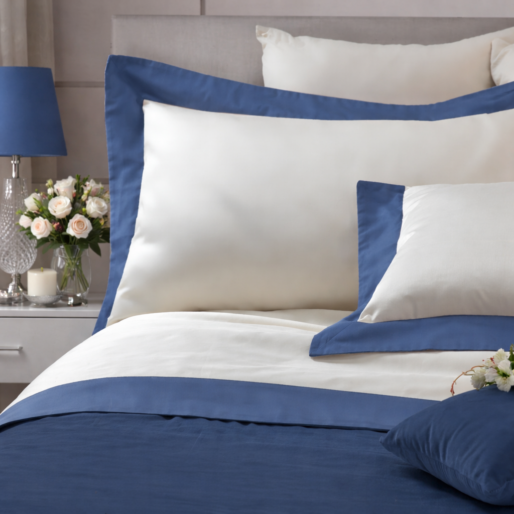Parure Lenzuola Bordo Raso LUXURY Letto Moreali Tessile Casa Matrimoniale Denim