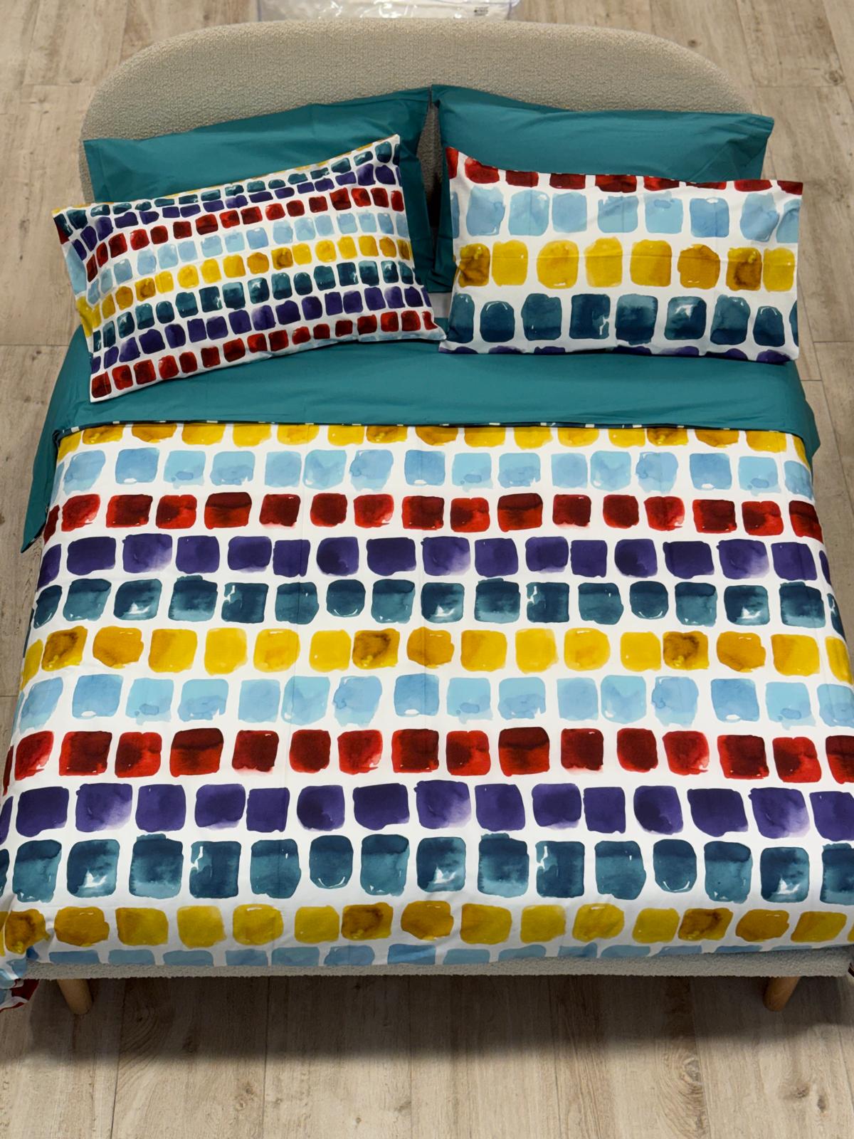 POPUP - Parure Copripiumino Percalle PALETTE Letto Fazzini Matrimoniale Multicolor