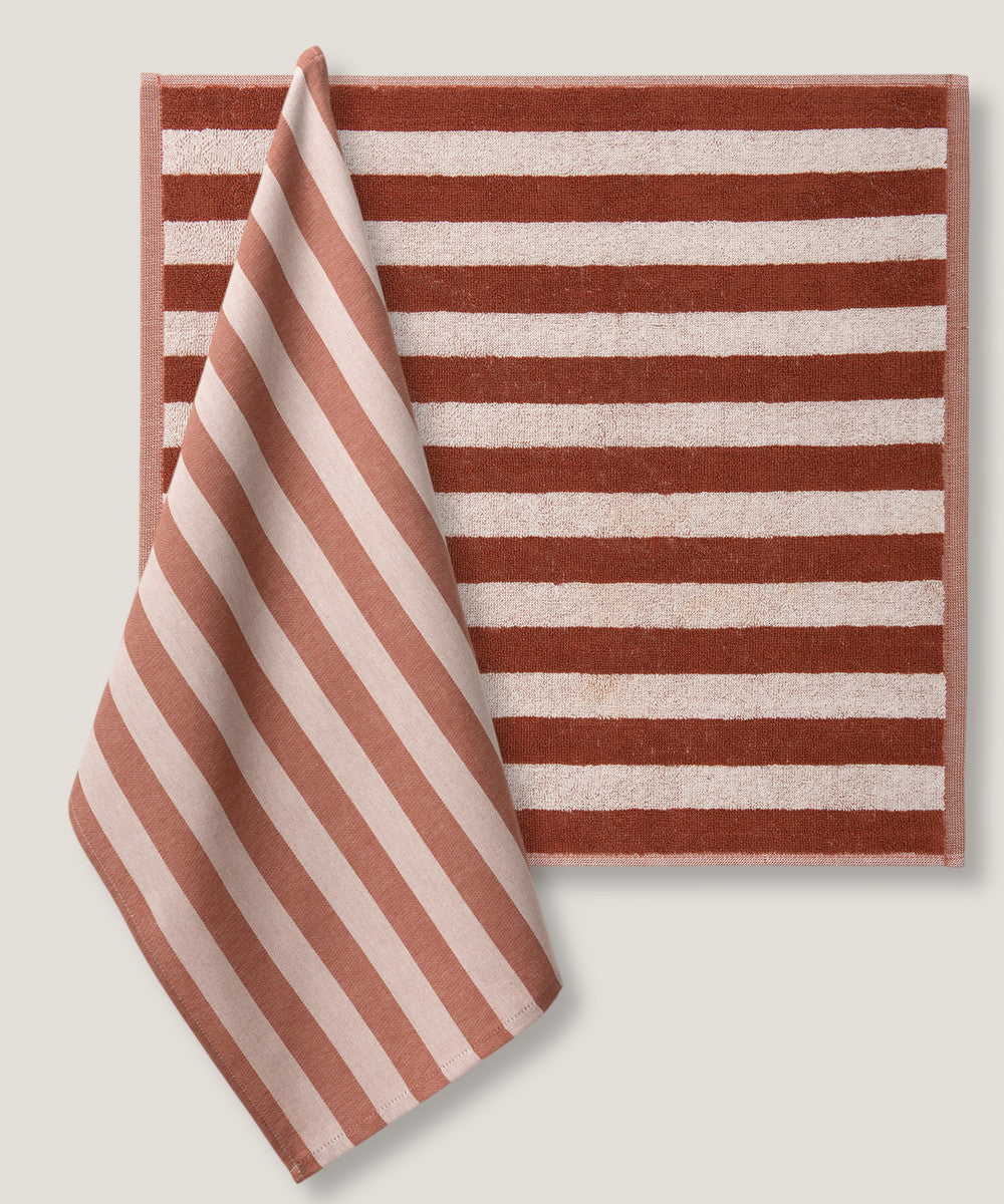 Set Canovacci Tela+Spugna RIGHE Cucina Moreali Tessile Casa 50 x 70 / 50 x 50 Fard